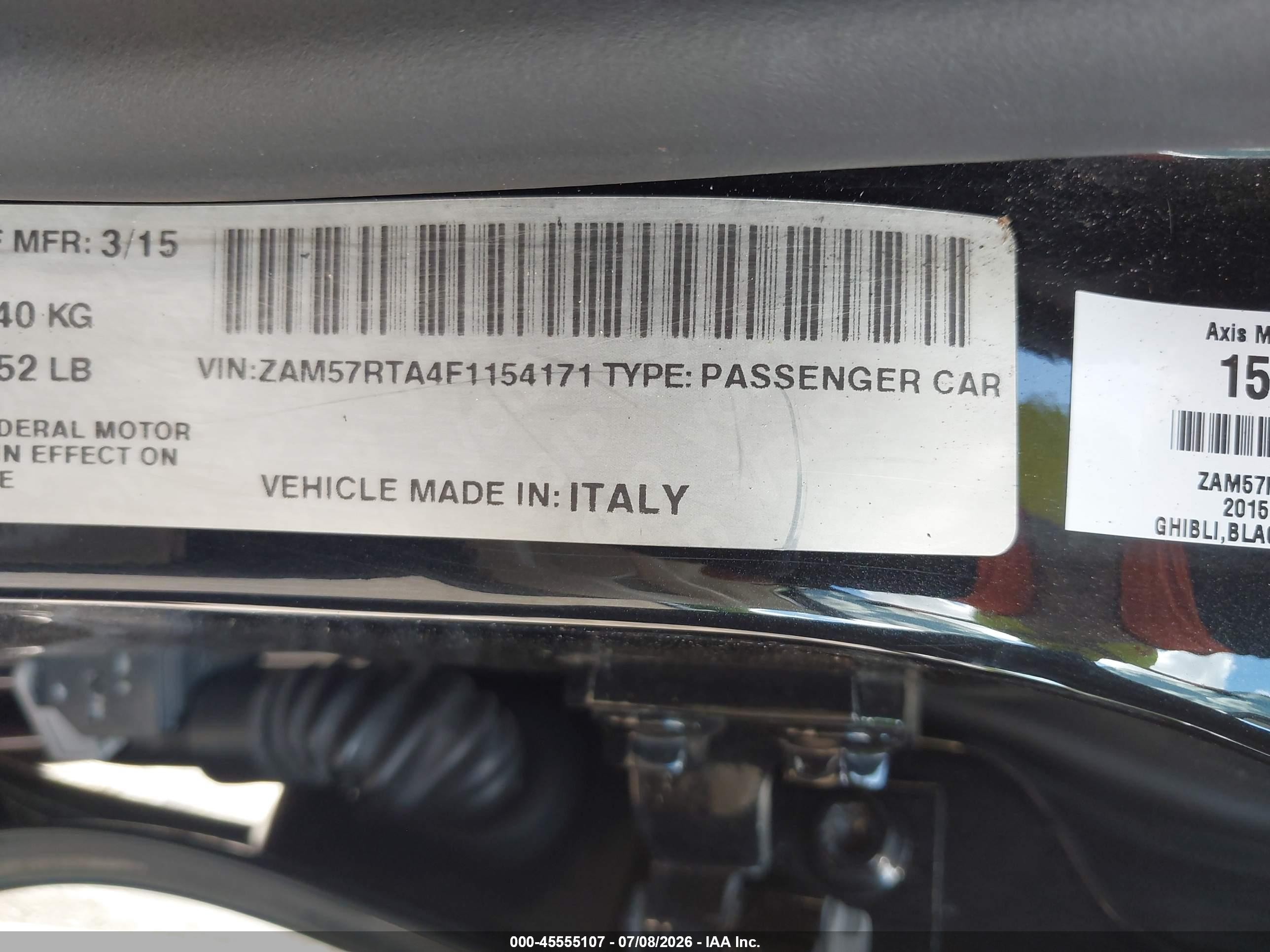 2015 Maserati Ghibli S Q4 Black vin: ZAM57RTA4F1154171