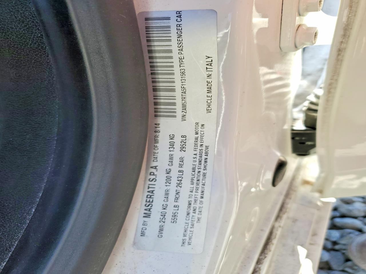 2015 Maserati Ghibli S White vin: ZAM57RTA5F1131563