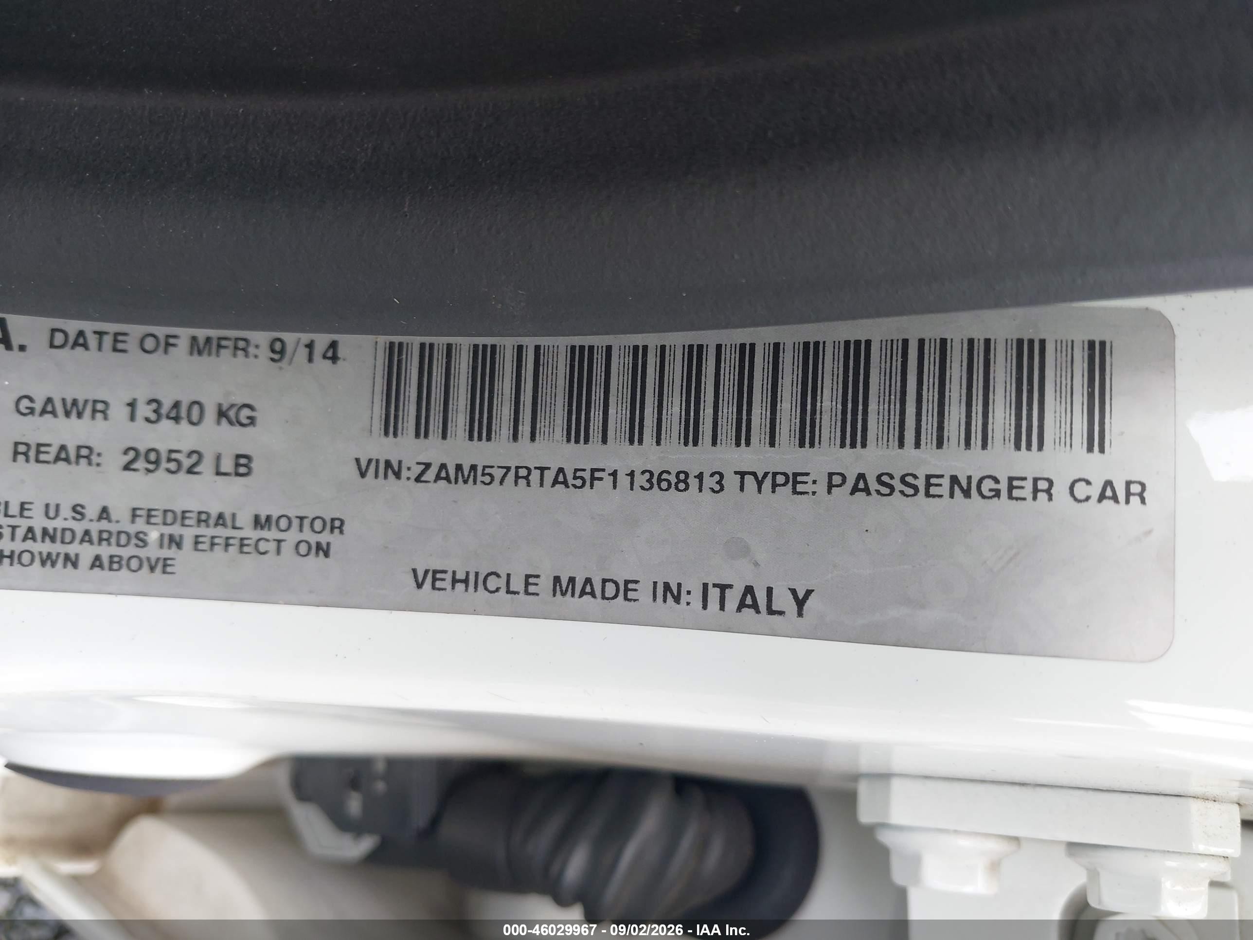 2015 Maserati Ghibli S Q4 White vin: ZAM57RTA5F1136813