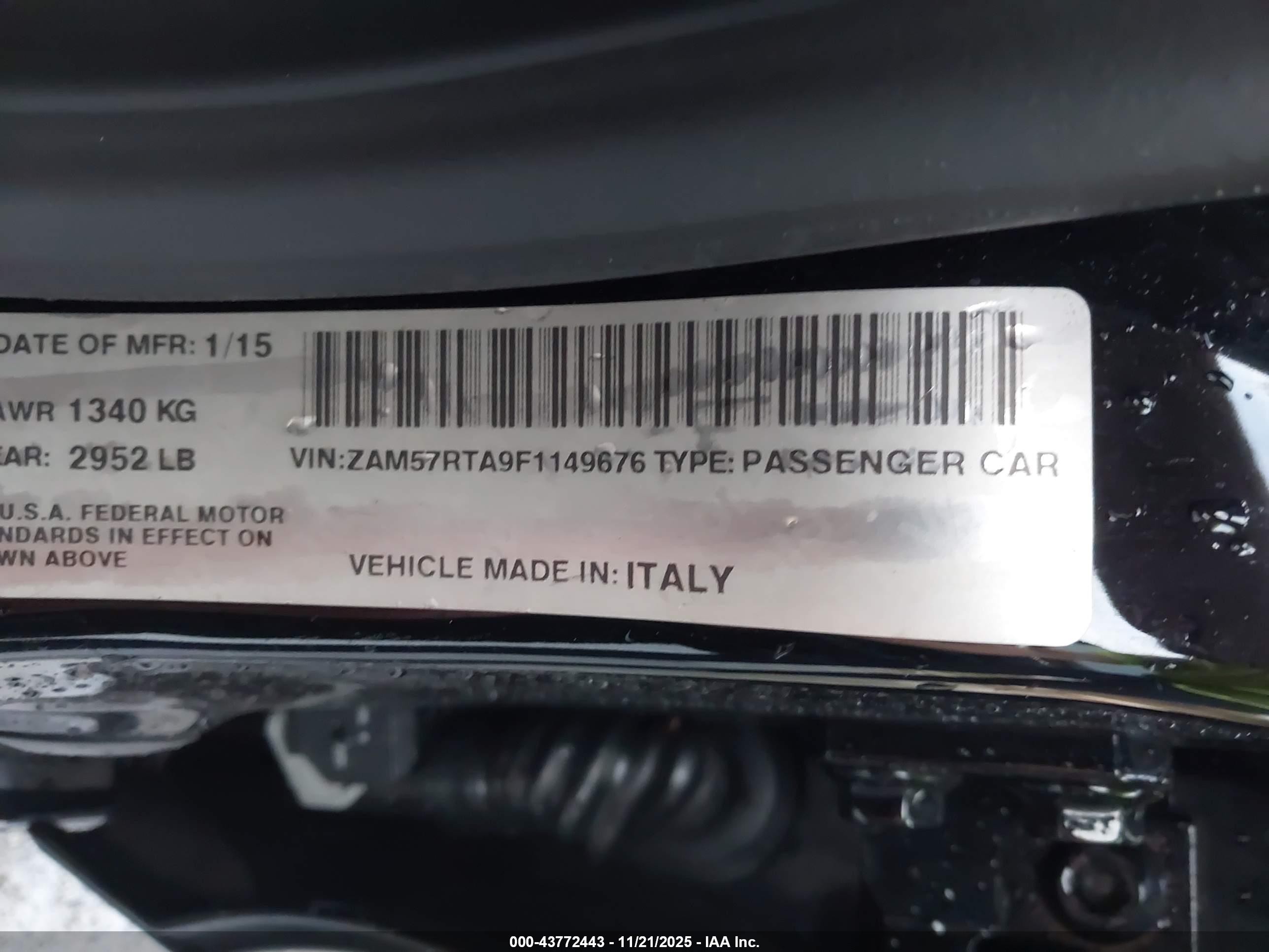 2015 Maserati Ghibli S Q4 Black vin: ZAM57RTA9F1149676