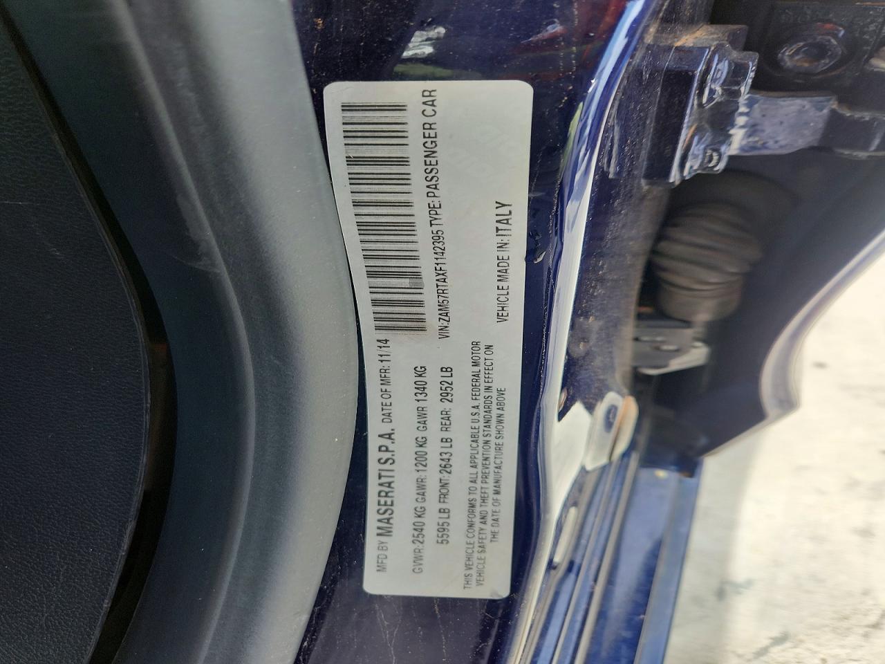 2015 Maserati Ghibli S Blue vin: ZAM57RTAXF1142395