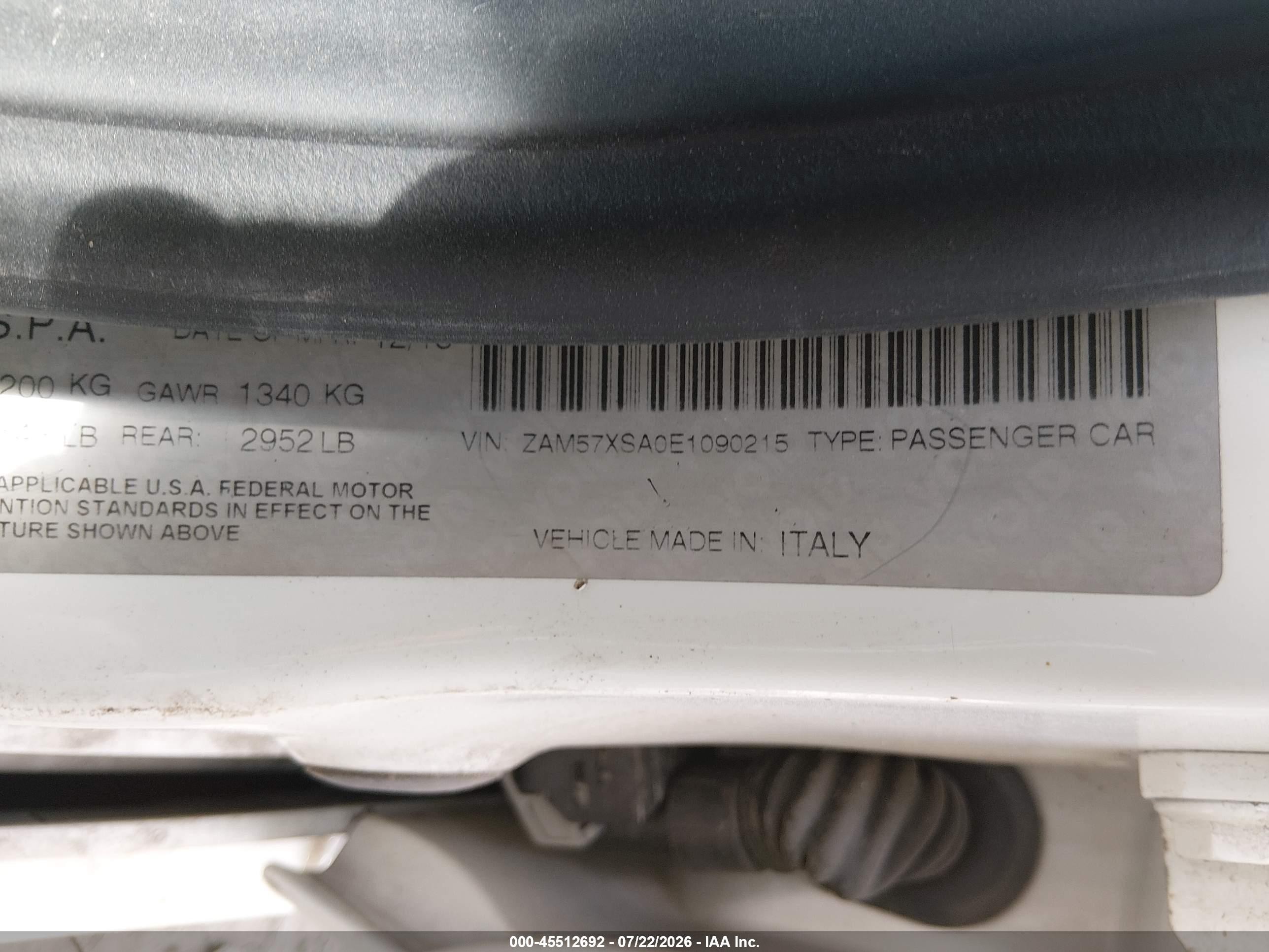 2014 Maserati Ghibli   White vin: ZAM57XSA0E1090215