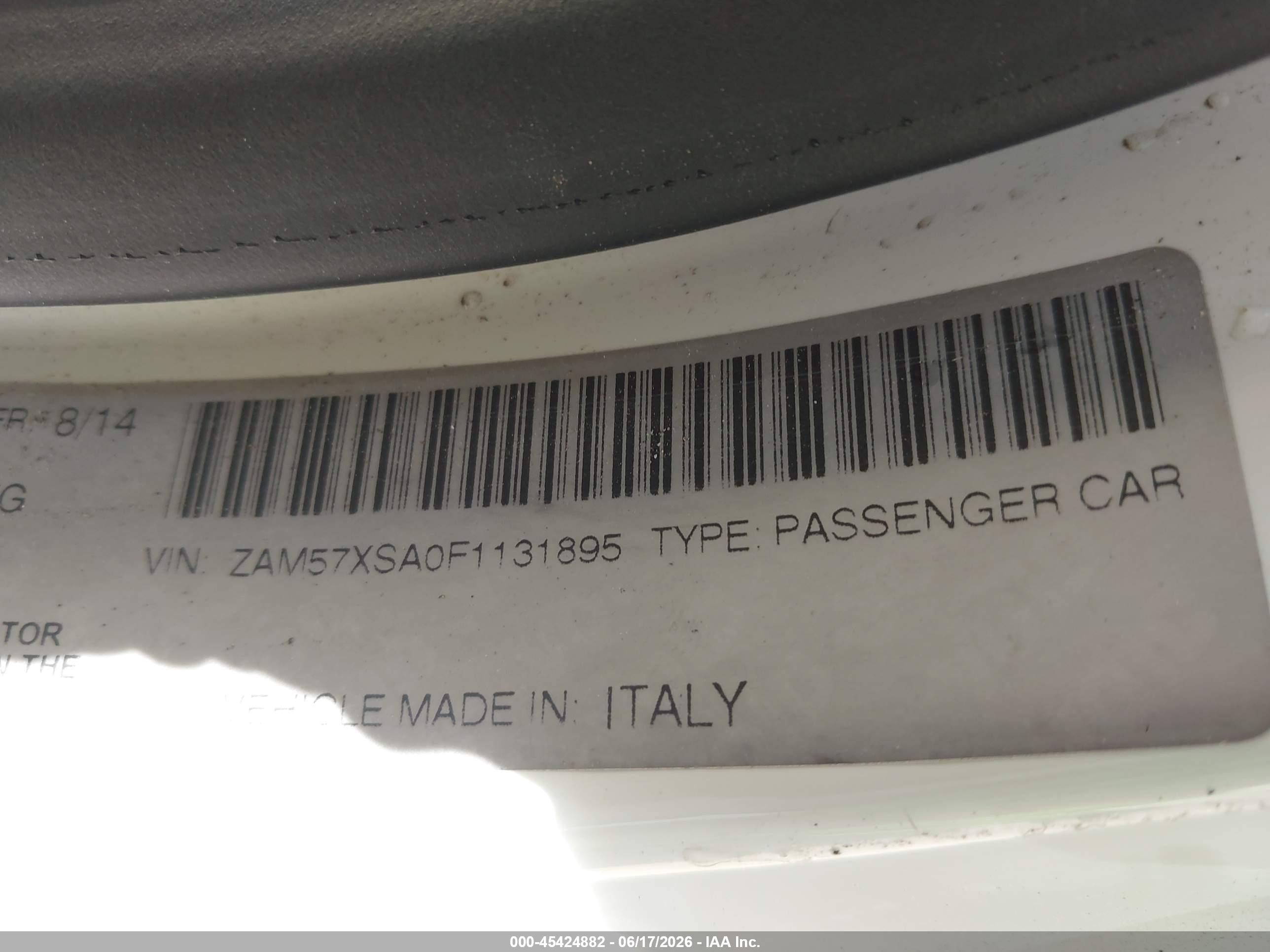 2015 Maserati Ghibli   White vin: ZAM57XSA0F1131895