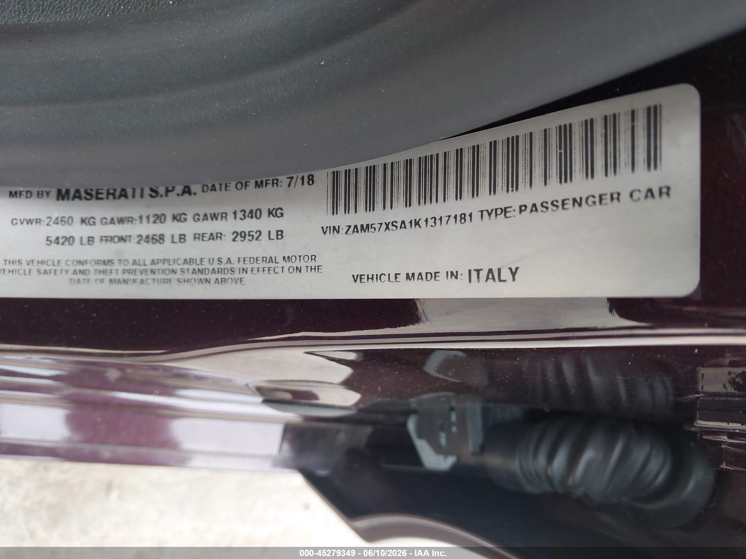 2019 Maserati Ghibli   Black vin: ZAM57XSA1K1317181