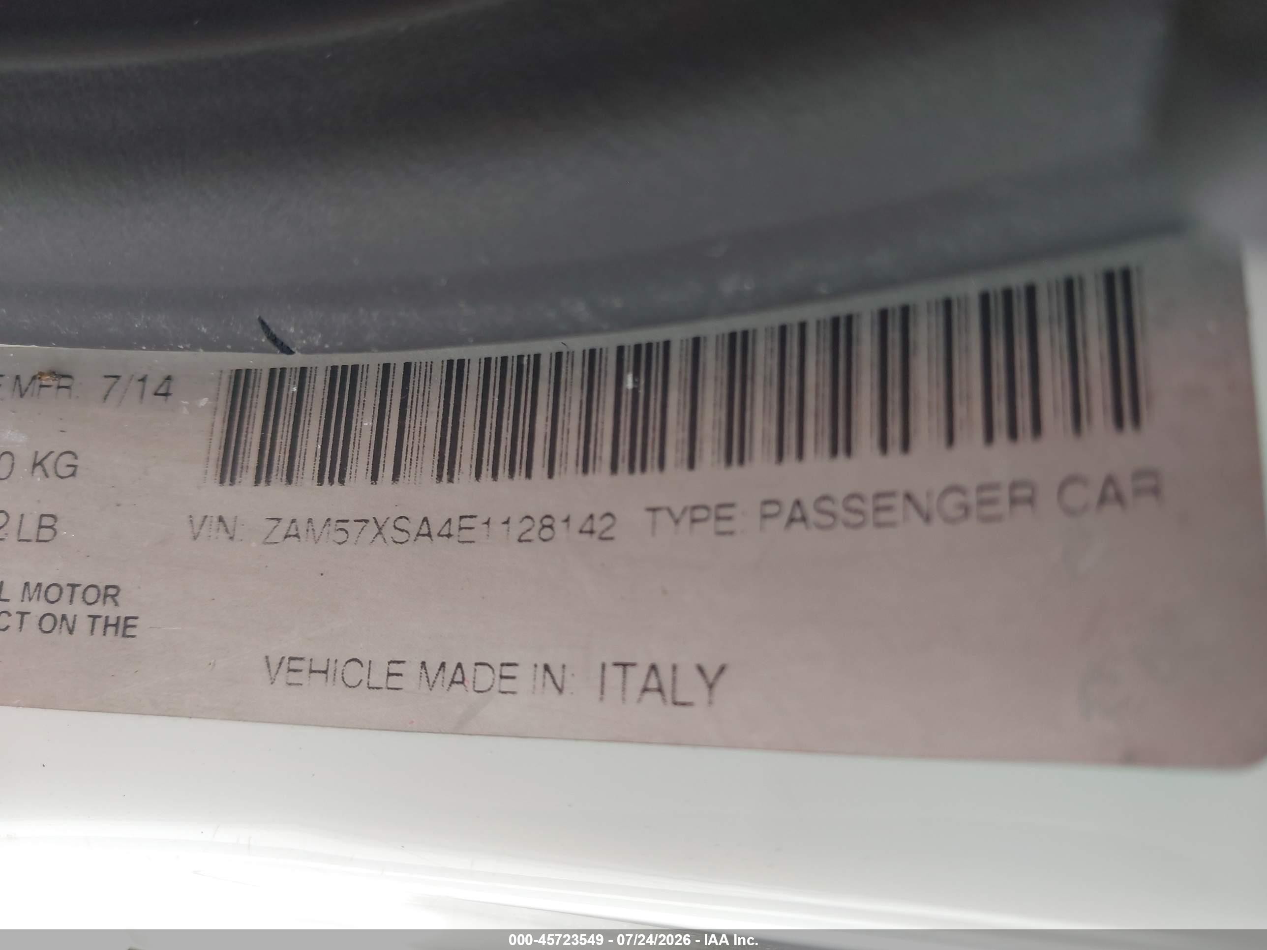 2014 Maserati Ghibli White vin: ZAM57XSA4E1128142