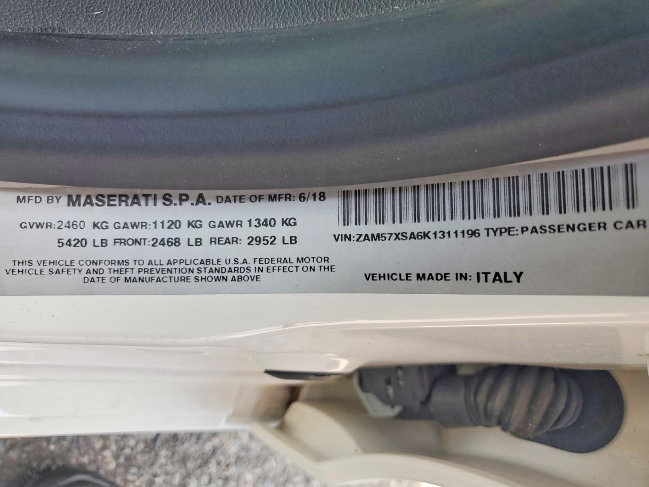 2019 Maserati Ghibli White vin: ZAM57XSA6K1311196