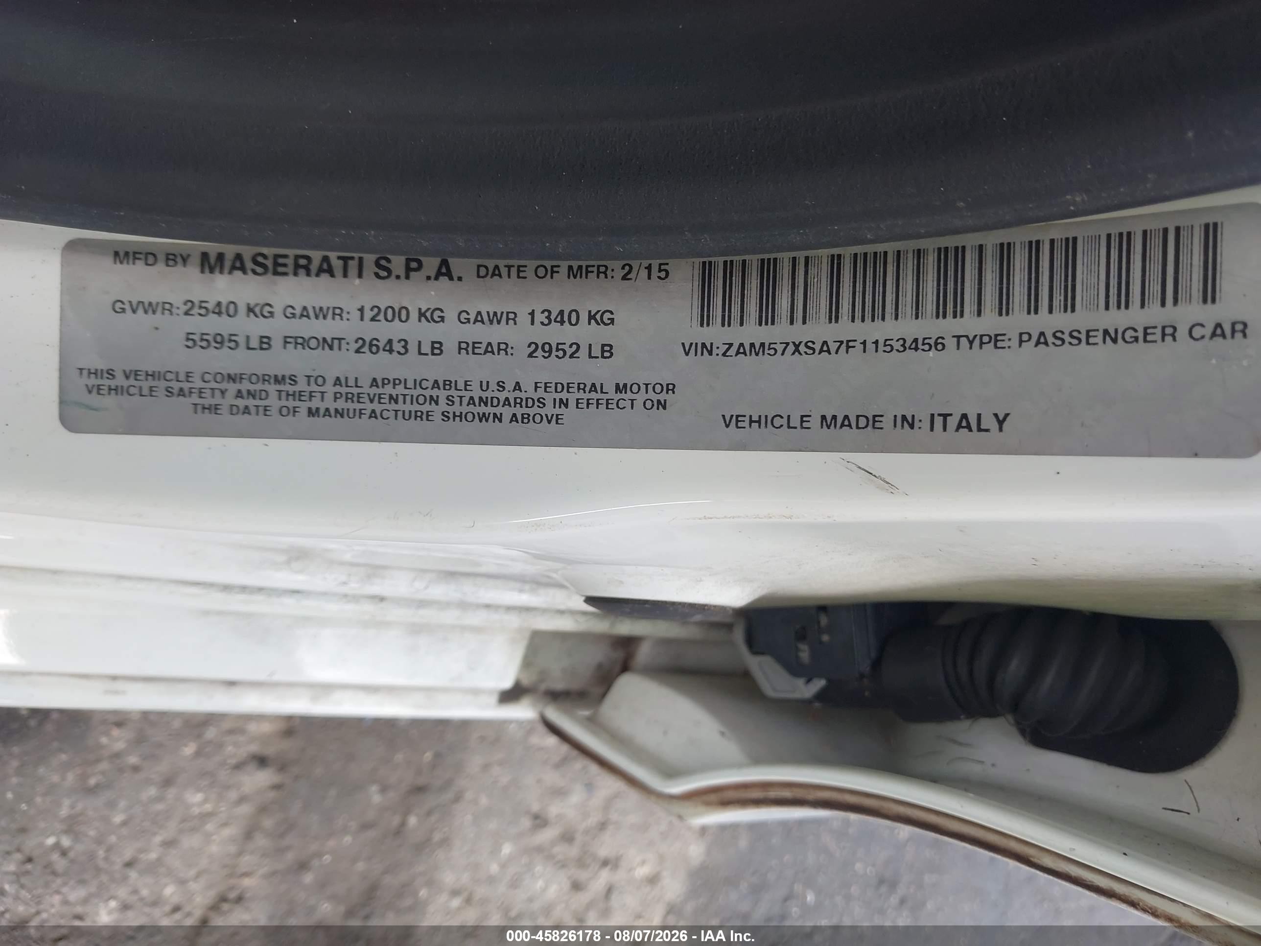 2015 Maserati Ghibli   White vin: ZAM57XSA7F1153456
