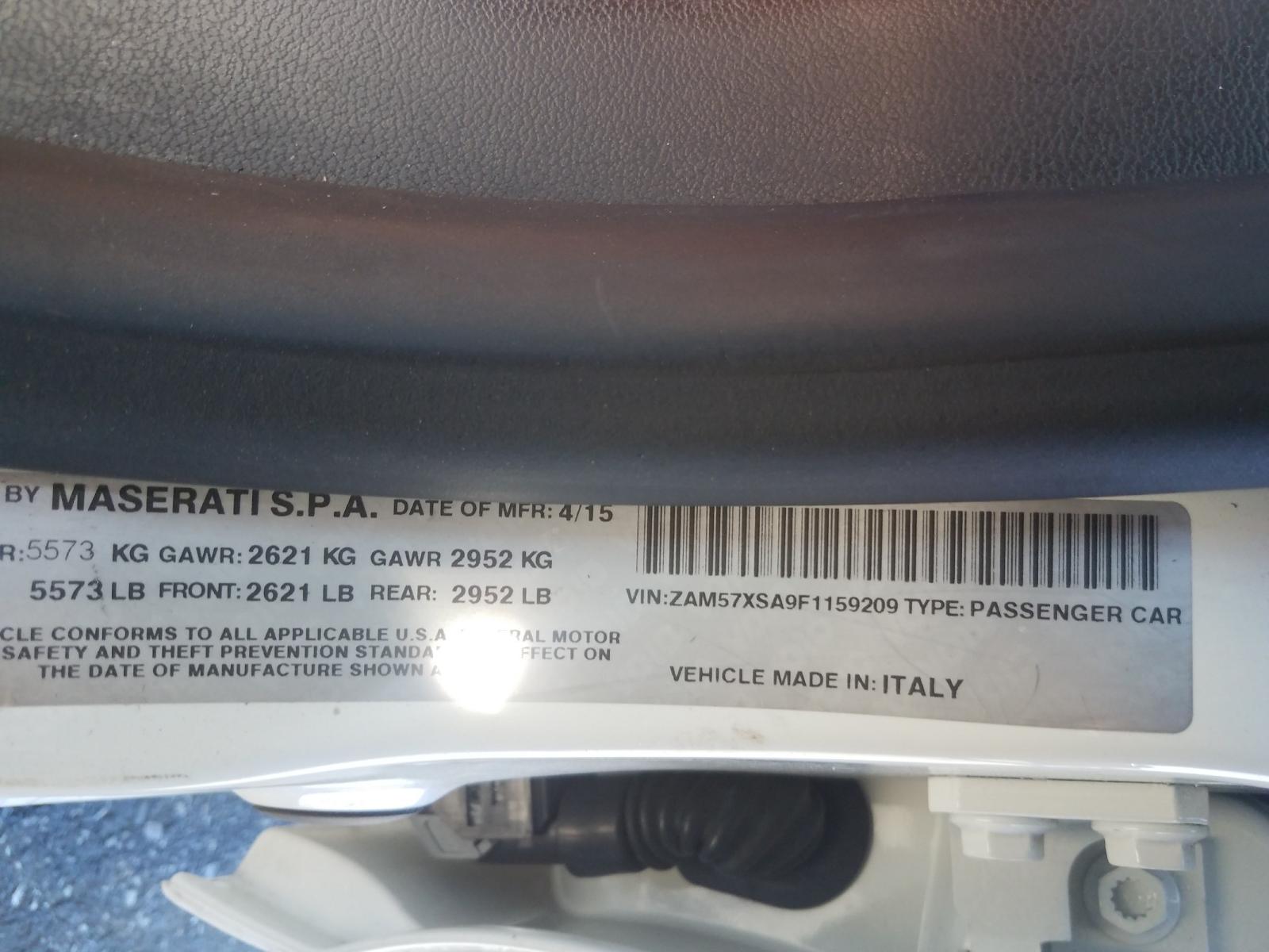 2015 Maserati Ghibli White vin: ZAM57XSA9F1159209