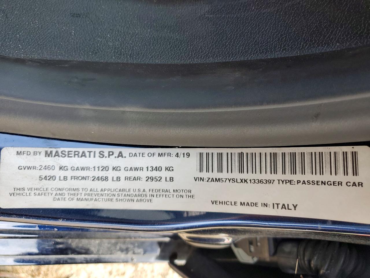 2019 Maserati Ghibli S Blue vin: ZAM57YSLXK1336397
