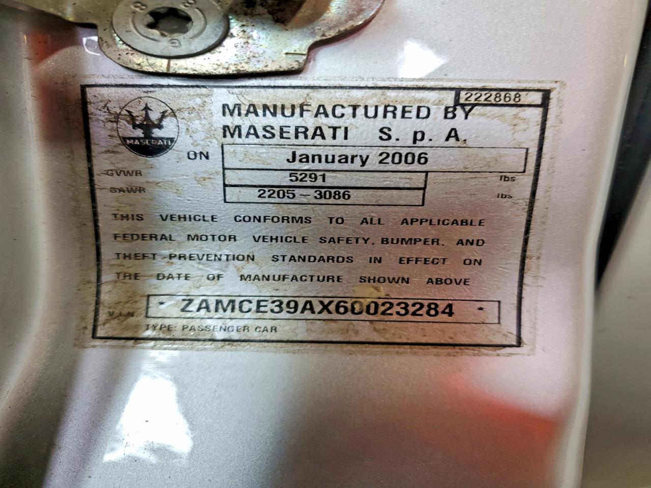 2006 Maserati Quattroporte M139 Silver vin: ZAMCE39AX60023284