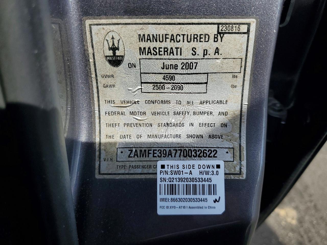 2007 Maserati Quattroporte M139 Gray vin: ZAMFE39A770032622