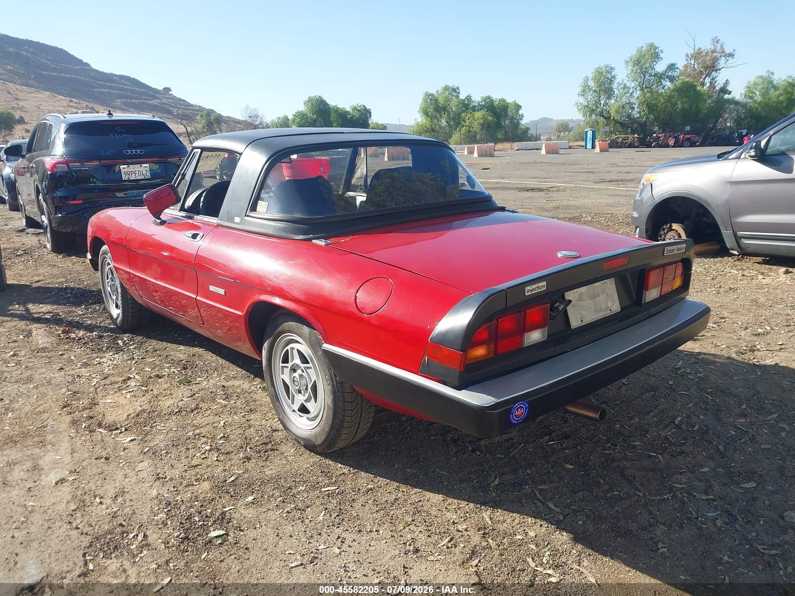 1986 Alfa Romeo Veloce 2000 Spider Red vin: ZARBA5410G1038294