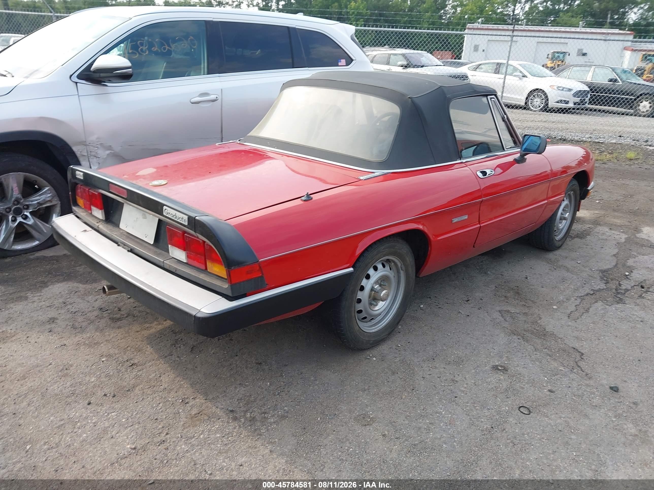 1987 Alfa Romeo Spider Graduate Red vin: ZARBA5648H1045552