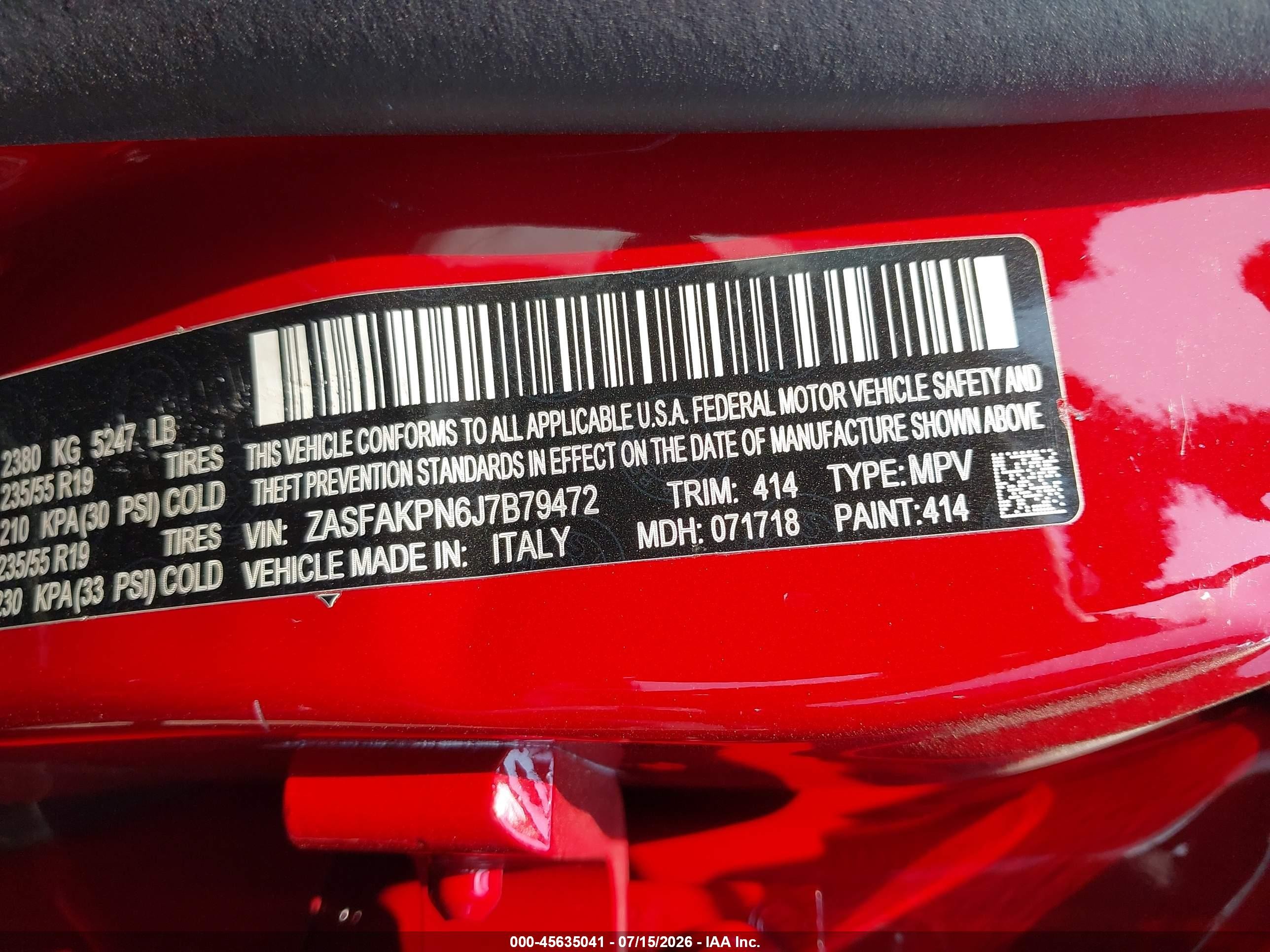 2018 Alfa Romeo Stelvio Sport Awd Red vin: ZASFAKPN6J7B79472