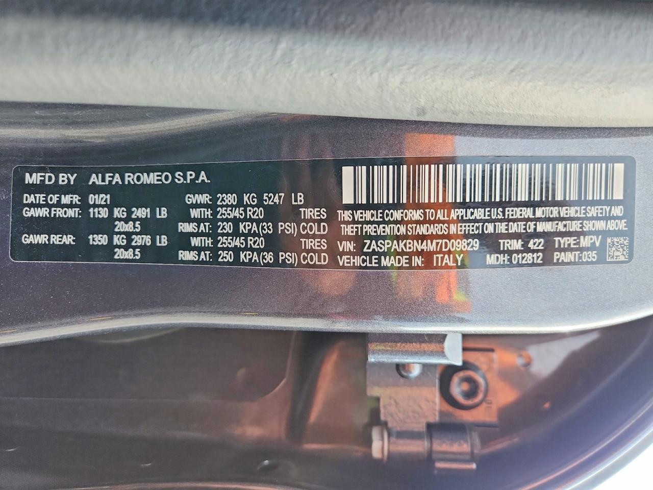2021 Alfa Romeo Stelvio Ti Gray vin: ZASPAKBN4M7D09829
