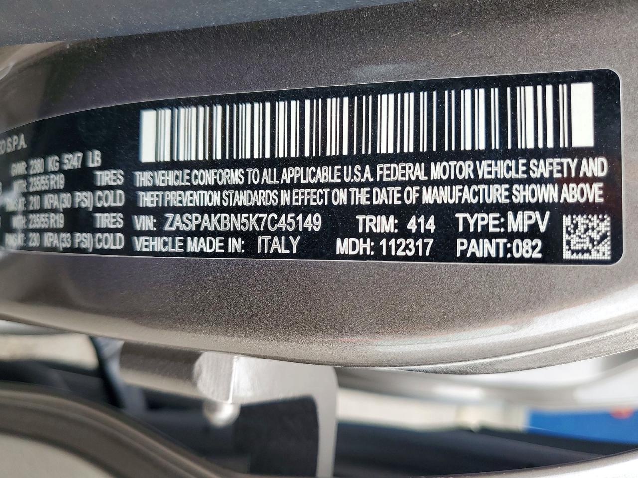 2019 Alfa Romeo Stelvio Ti Tan vin: ZASPAKBN5K7C45149