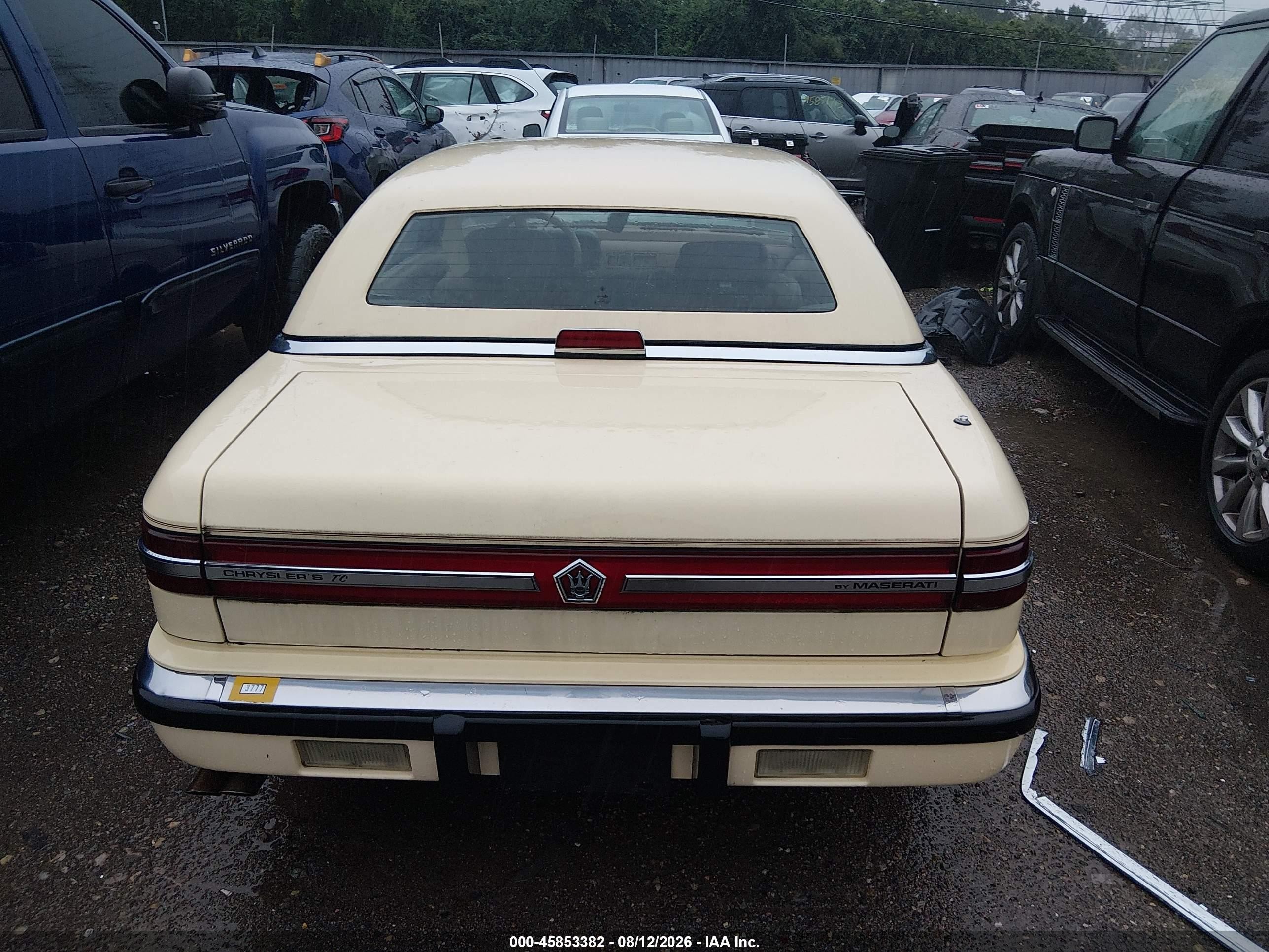 1989 Chrysler Tc By Maserati Yellow vin: ZC2FR1100KB204237
