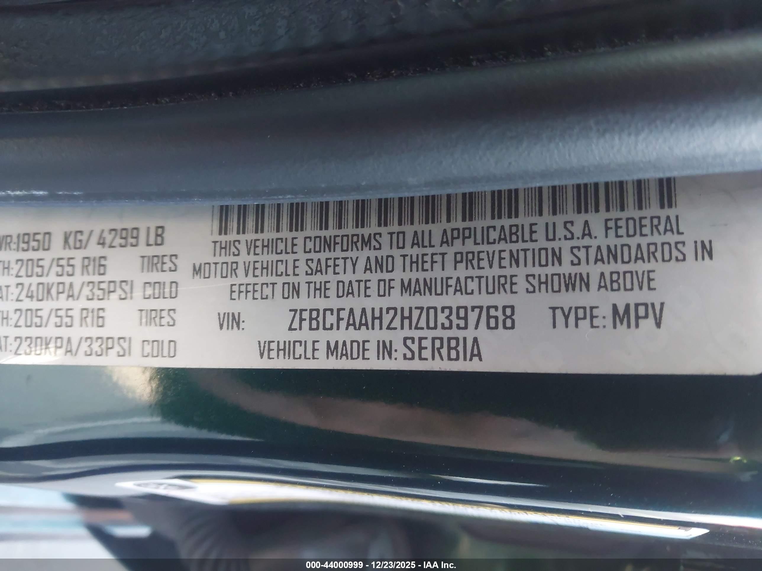 2017 Fiat 500l Pop Зеленый vin: ZFBCFAAH2HZ039768