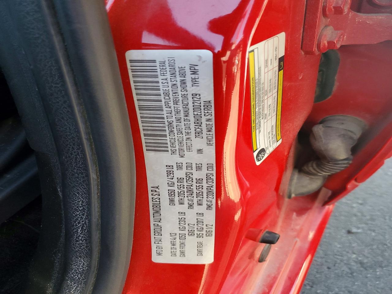 2014 Fiat 500l Easy Red vin: ZFBCFABH0EZ002129