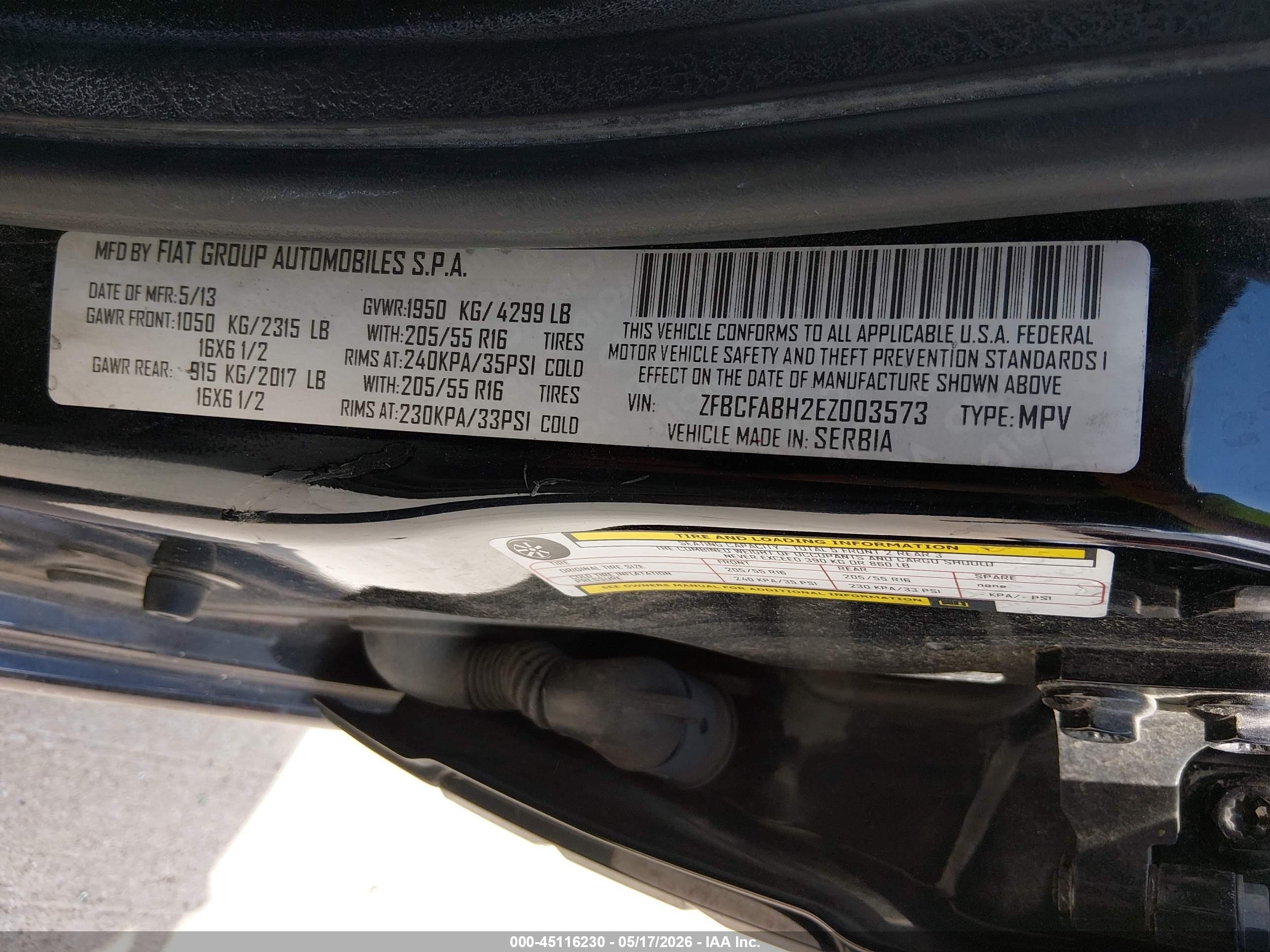 2014 Fiat 500l Easy Black vin: ZFBCFABH2EZ003573