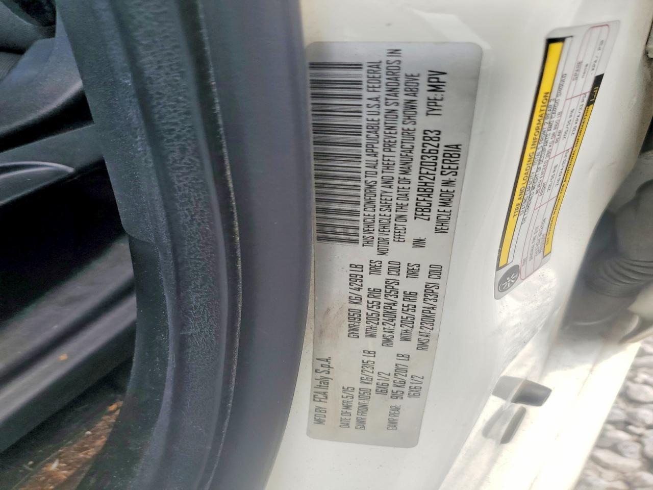 2015 Fiat 500l Easy White vin: ZFBCFABH2FZ036283
