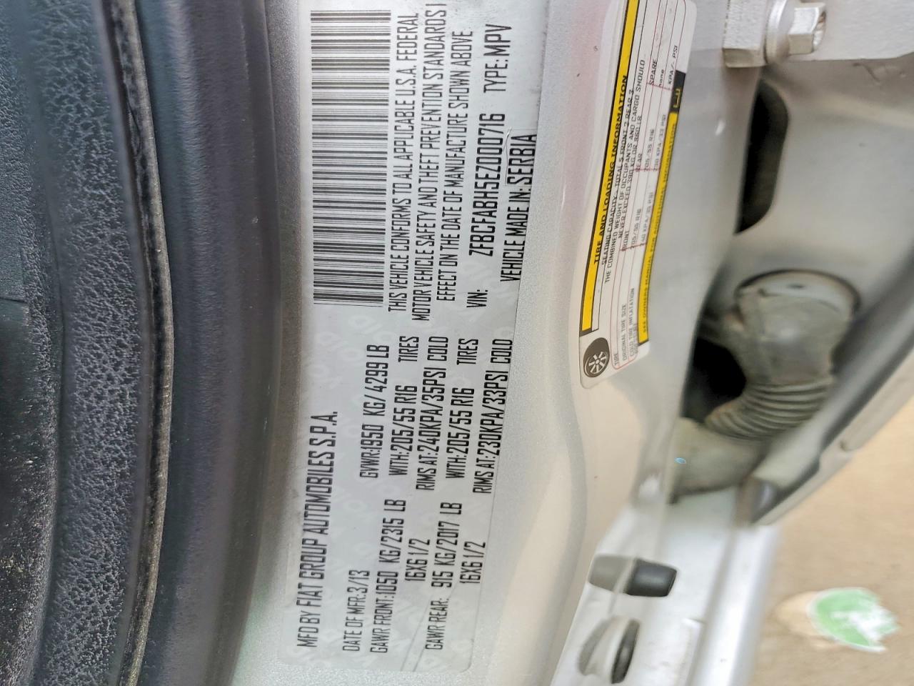 2014 Fiat 500l Easy Silver vin: ZFBCFABH5EZ000716