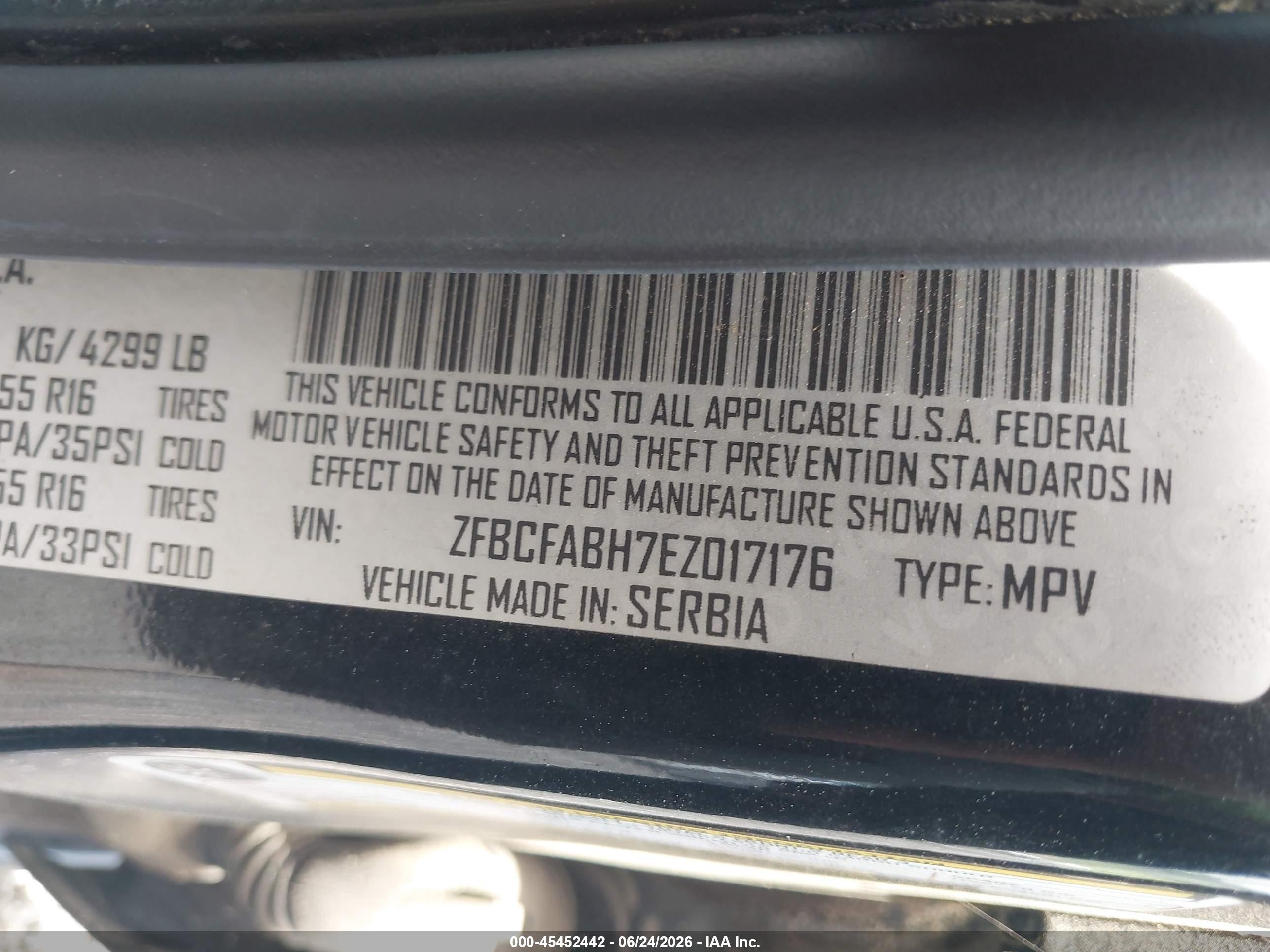 2014 Fiat 500l Easy Black vin: ZFBCFABH7EZ017176