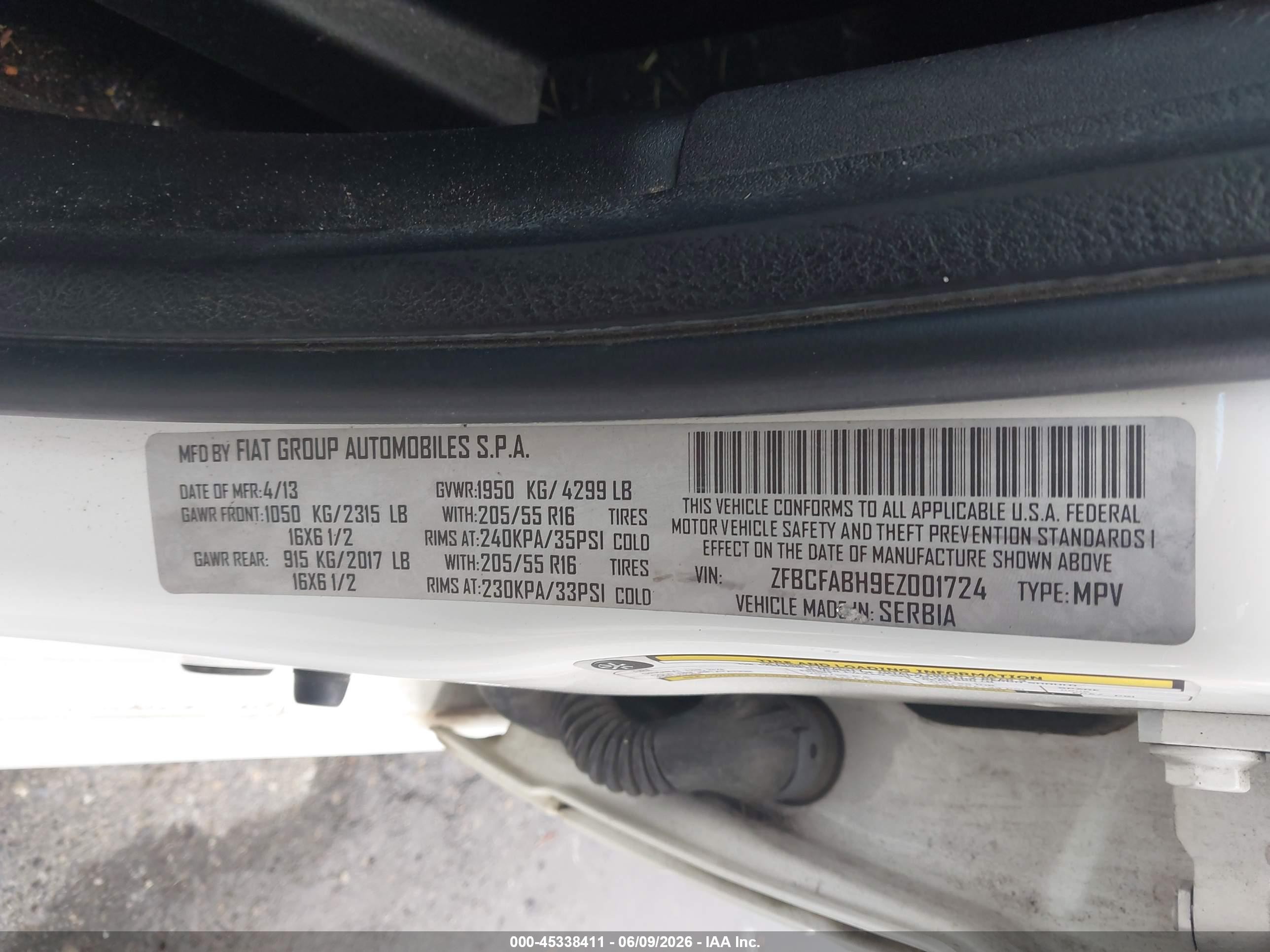 2014 Fiat 500l Easy Белый vin: ZFBCFABH9EZ001724