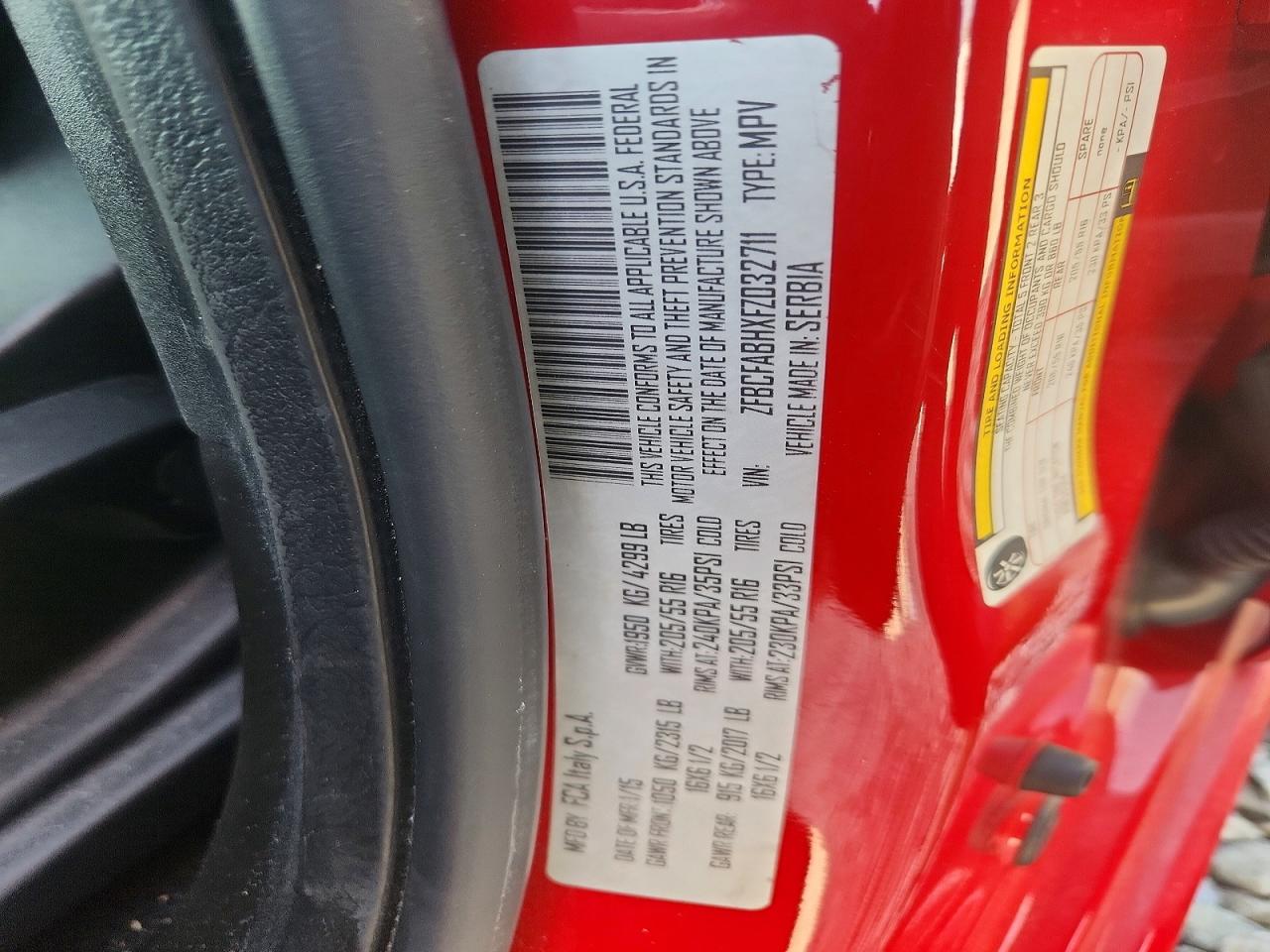 2015 Fiat 500l Easy Red vin: ZFBCFABHXFZ032711