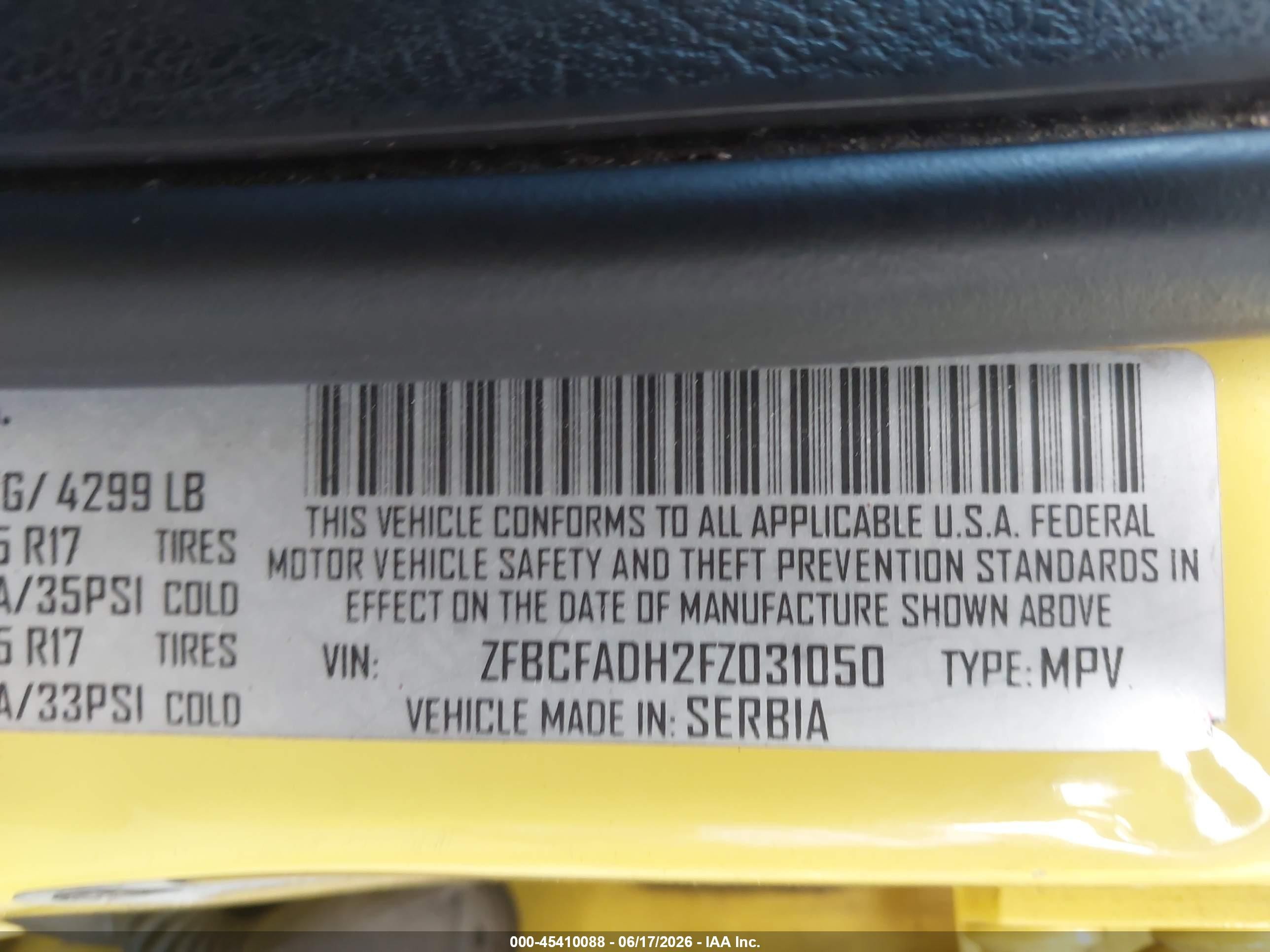 2015 Fiat 500l Trekking Yellow vin: ZFBCFADH2FZ031050
