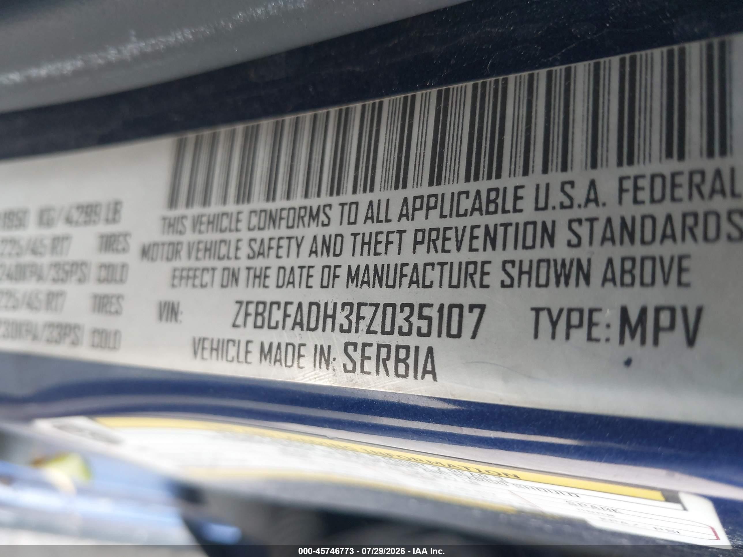 2015 Fiat 500l Urbana Trekking Blue vin: ZFBCFADH3FZ035107