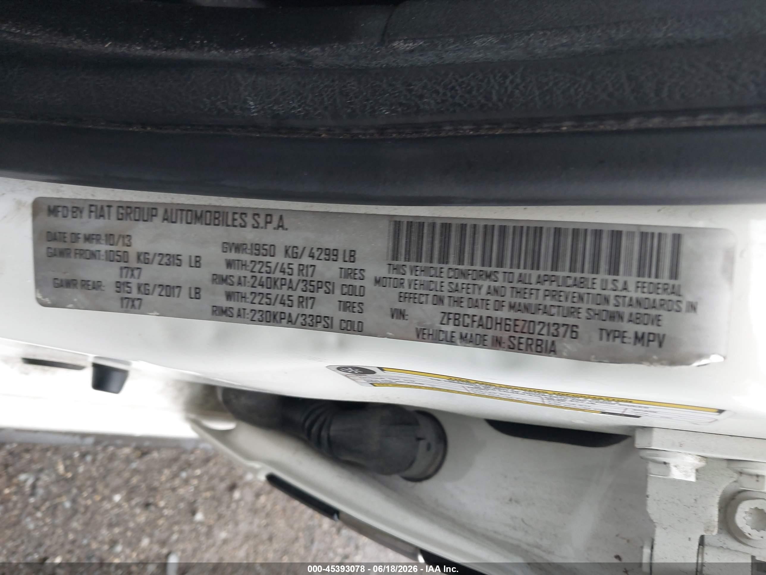 2014 Fiat 500l Trekking White vin: ZFBCFADH6EZ021376