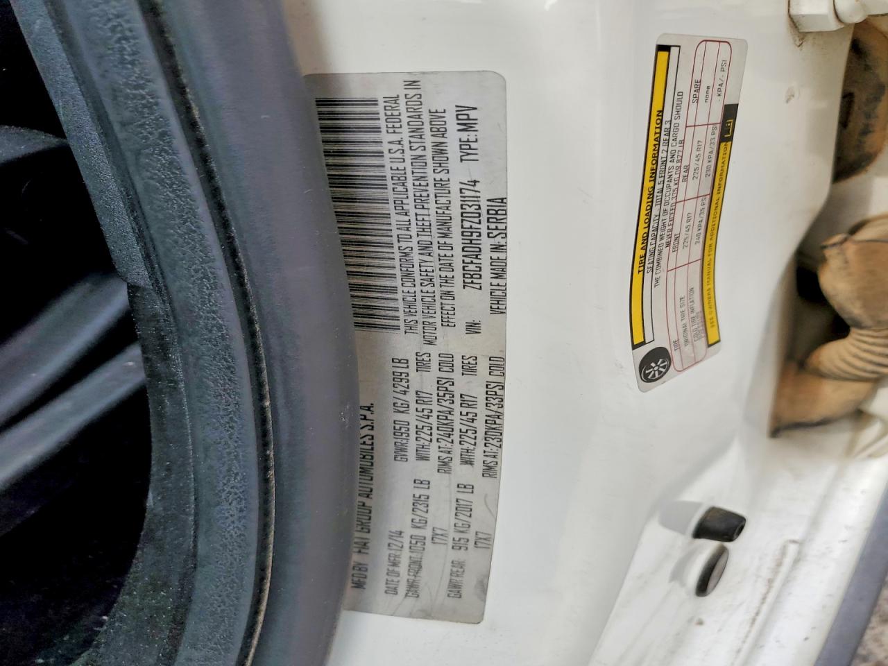 2015 Fiat 500l Trekking White vin: ZFBCFADH9FZ031174