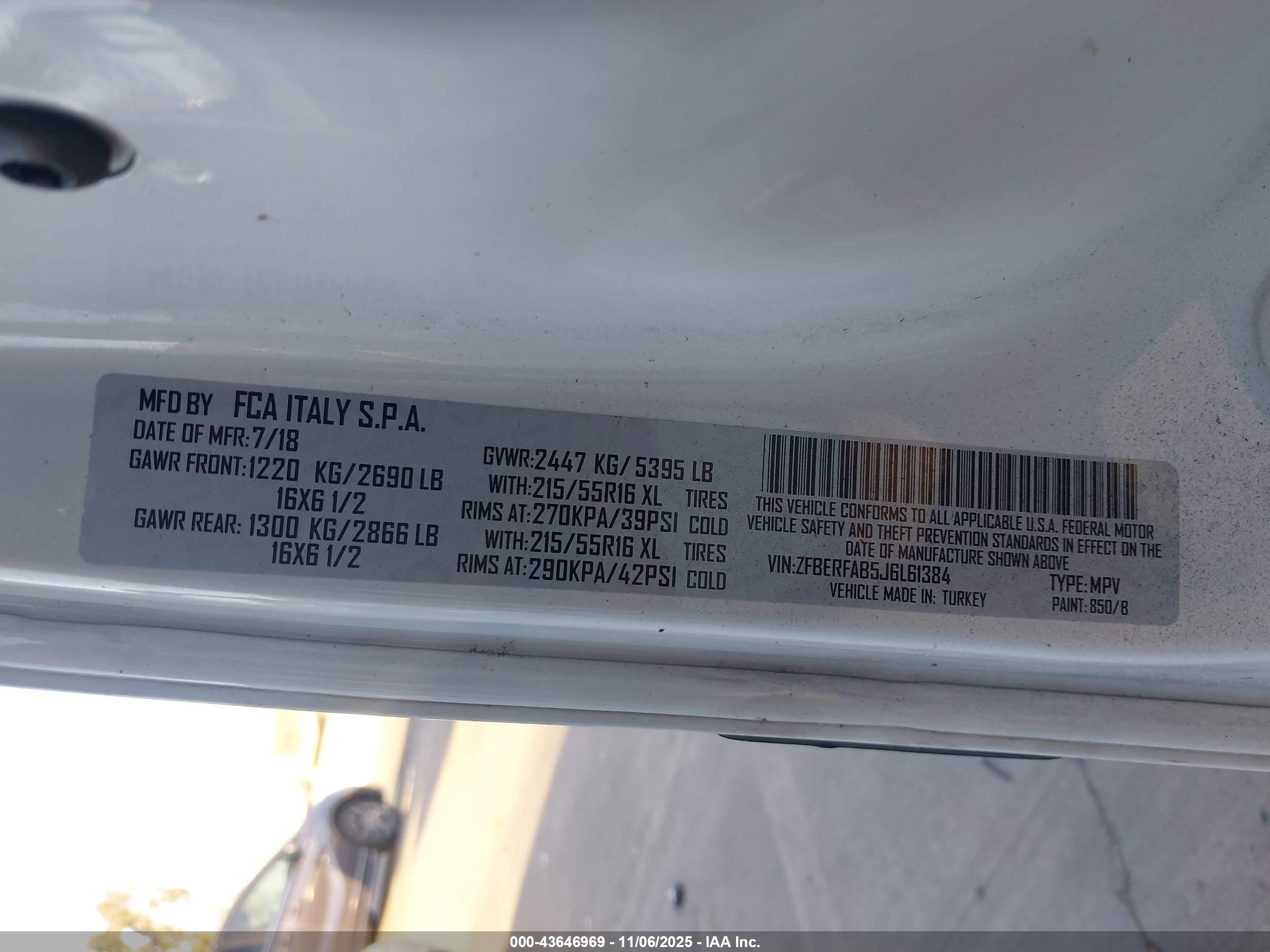 2018 Ram Promaster City Tradesman White vin: ZFBERFAB5J6L61384