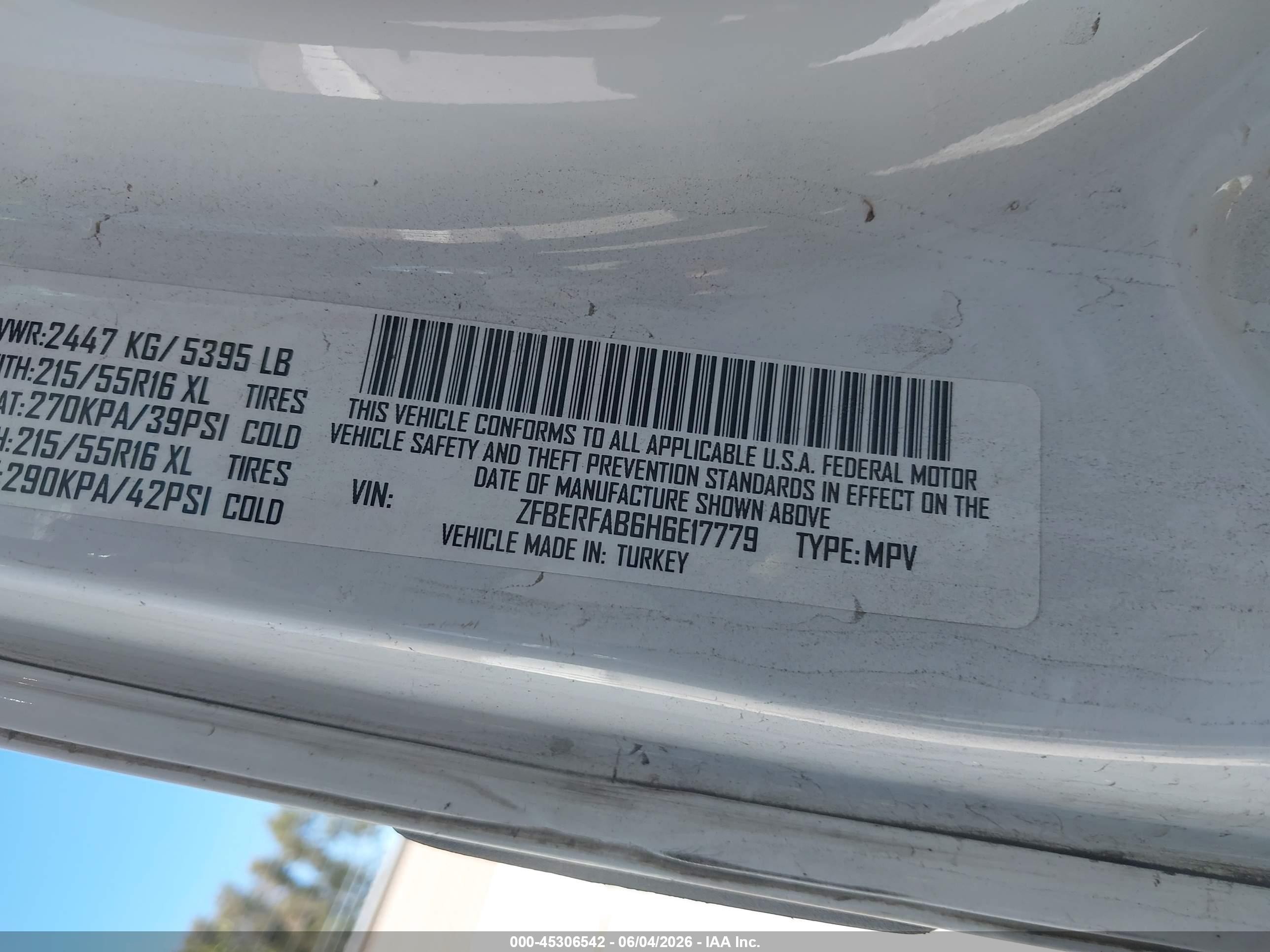2017 Ram Promaster City Tradesman White vin: ZFBERFAB6H6E17779