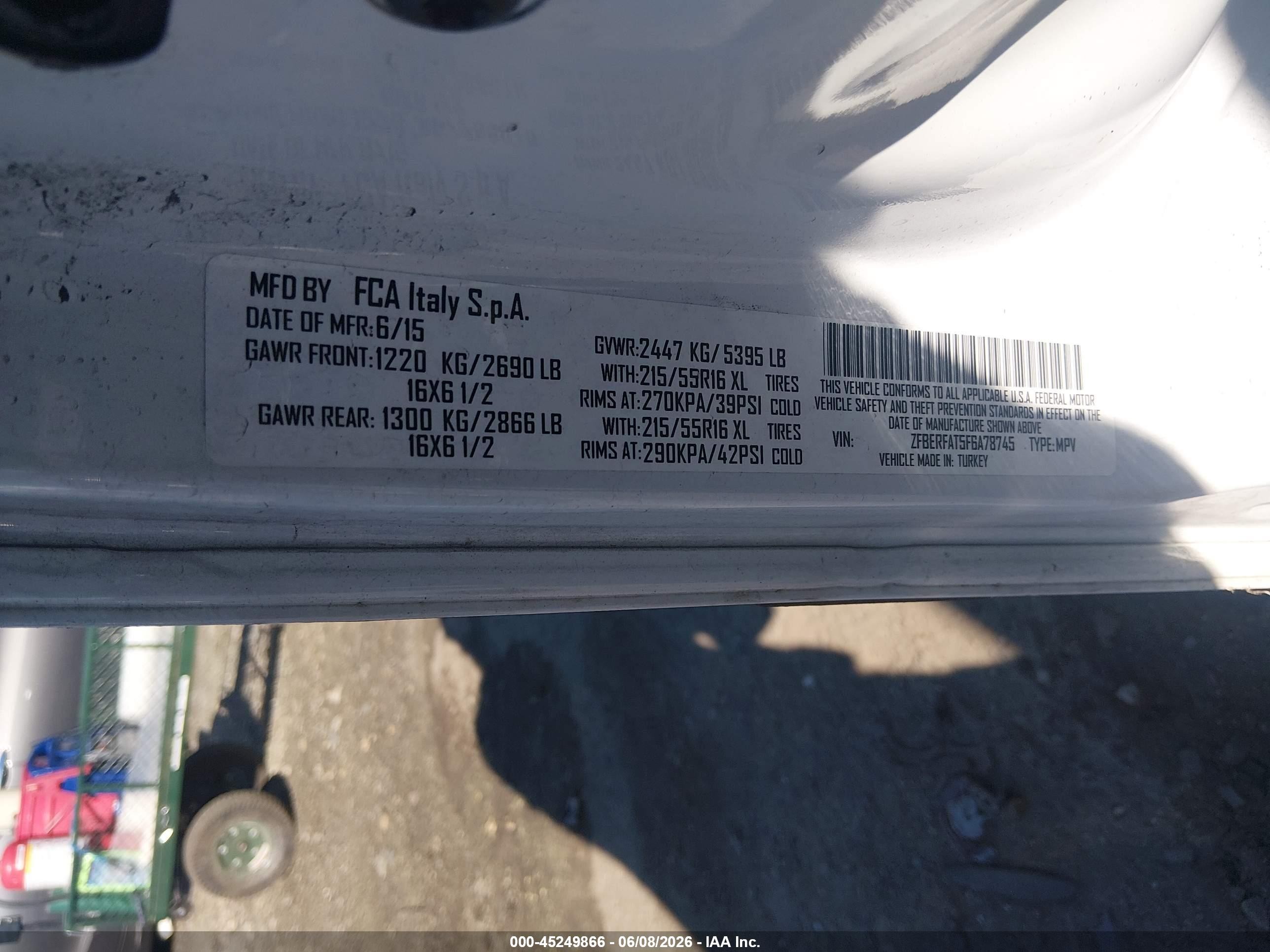 2015 Ram Promaster City Tradesman White vin: ZFBERFAT5F6A78745