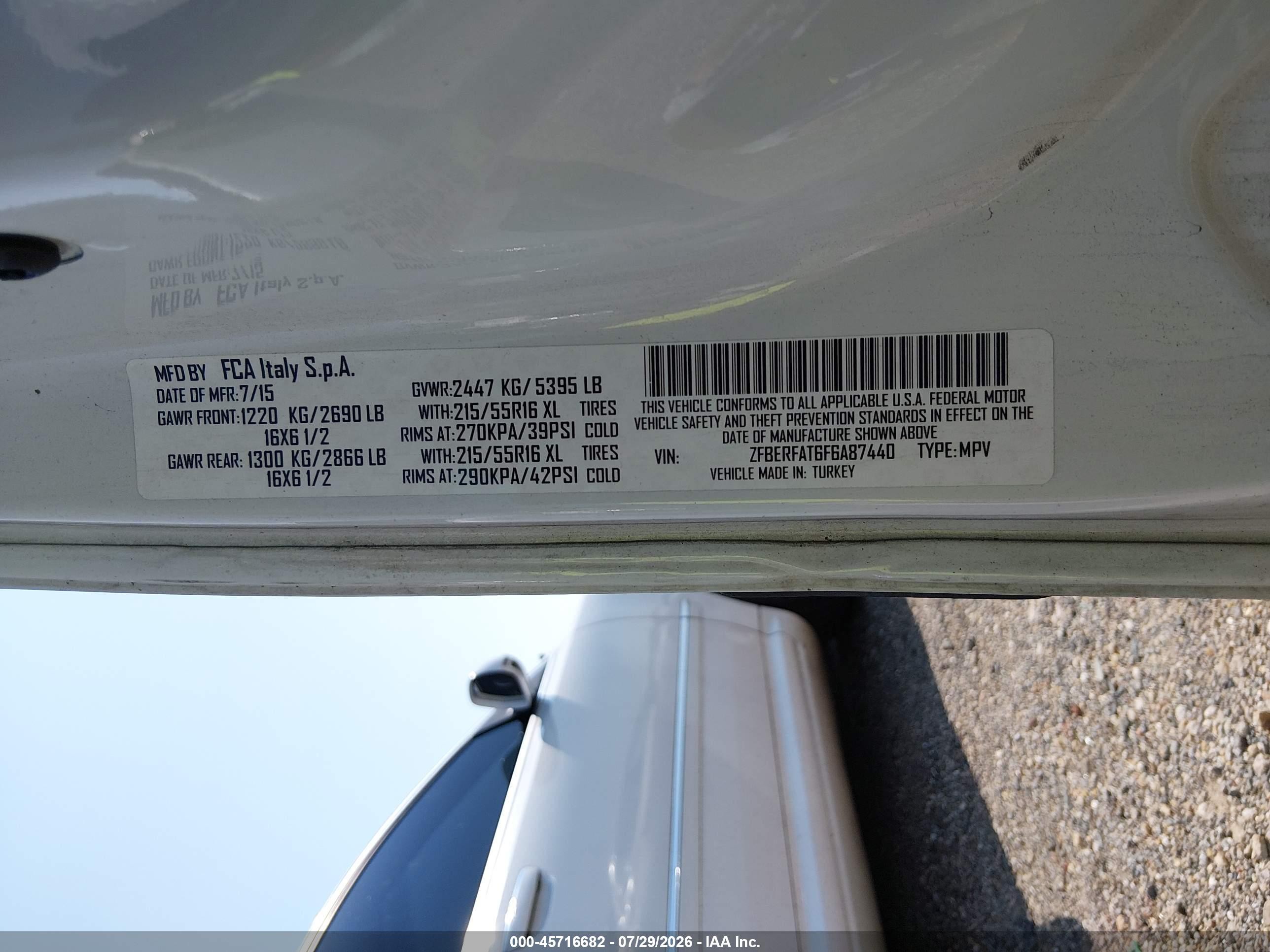 2015 Ram Promaster City Tradesman White vin: ZFBERFAT6F6A87440