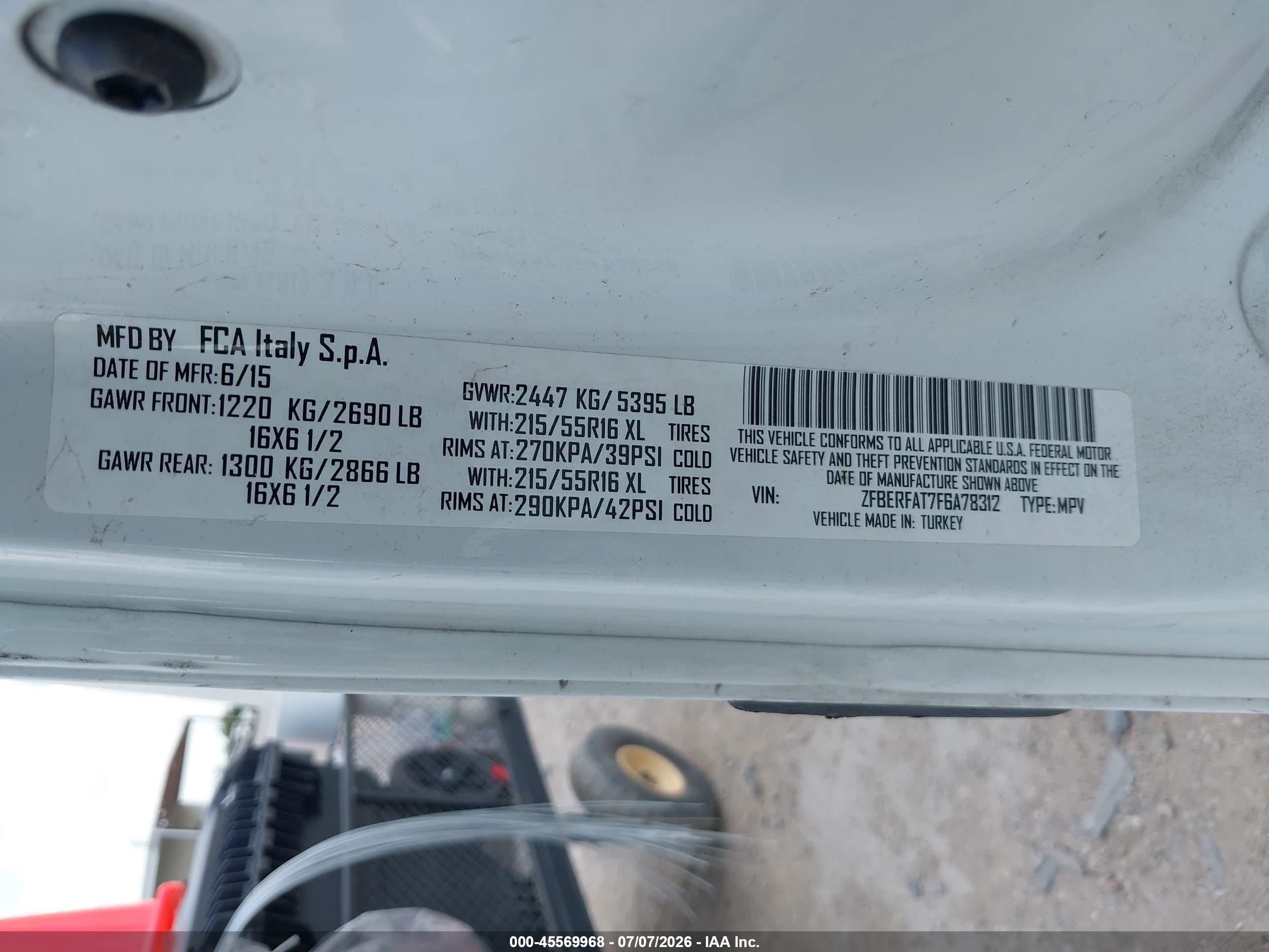 2015 Ram Promaster City Tradesman White vin: ZFBERFAT7F6A78312