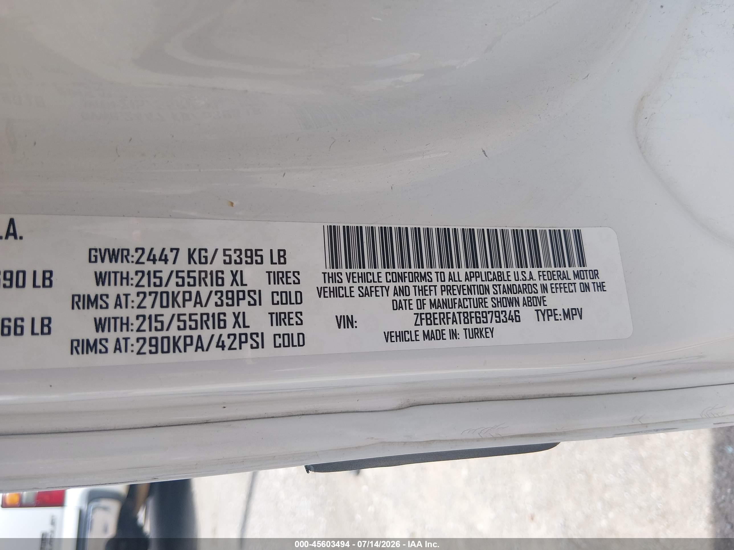 2015 Ram Promaster City Tradesman White vin: ZFBERFAT8F6979346