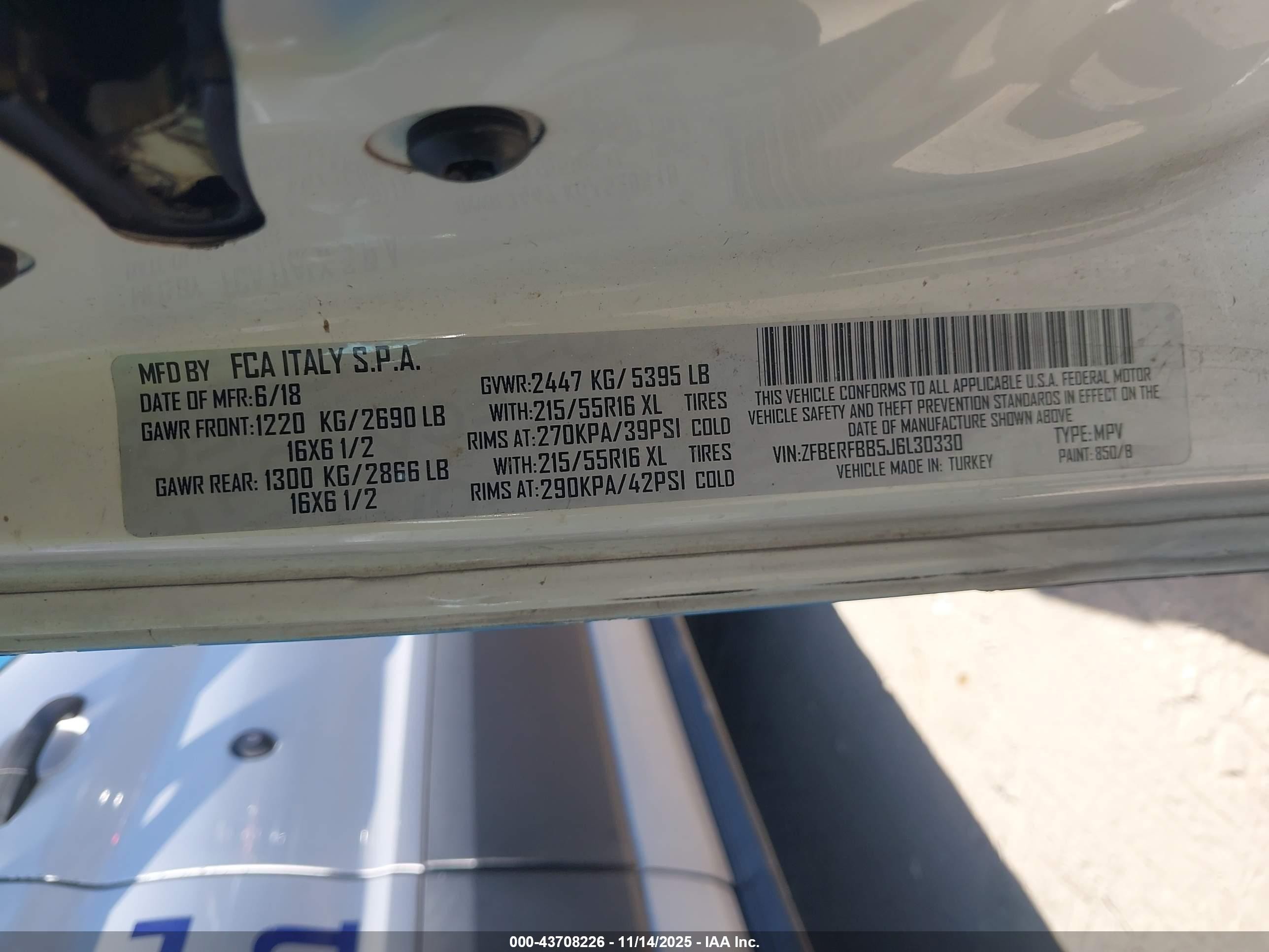 2018 Ram Promaster City Tradesman Slt Blue vin: ZFBERFBB5J6L30330