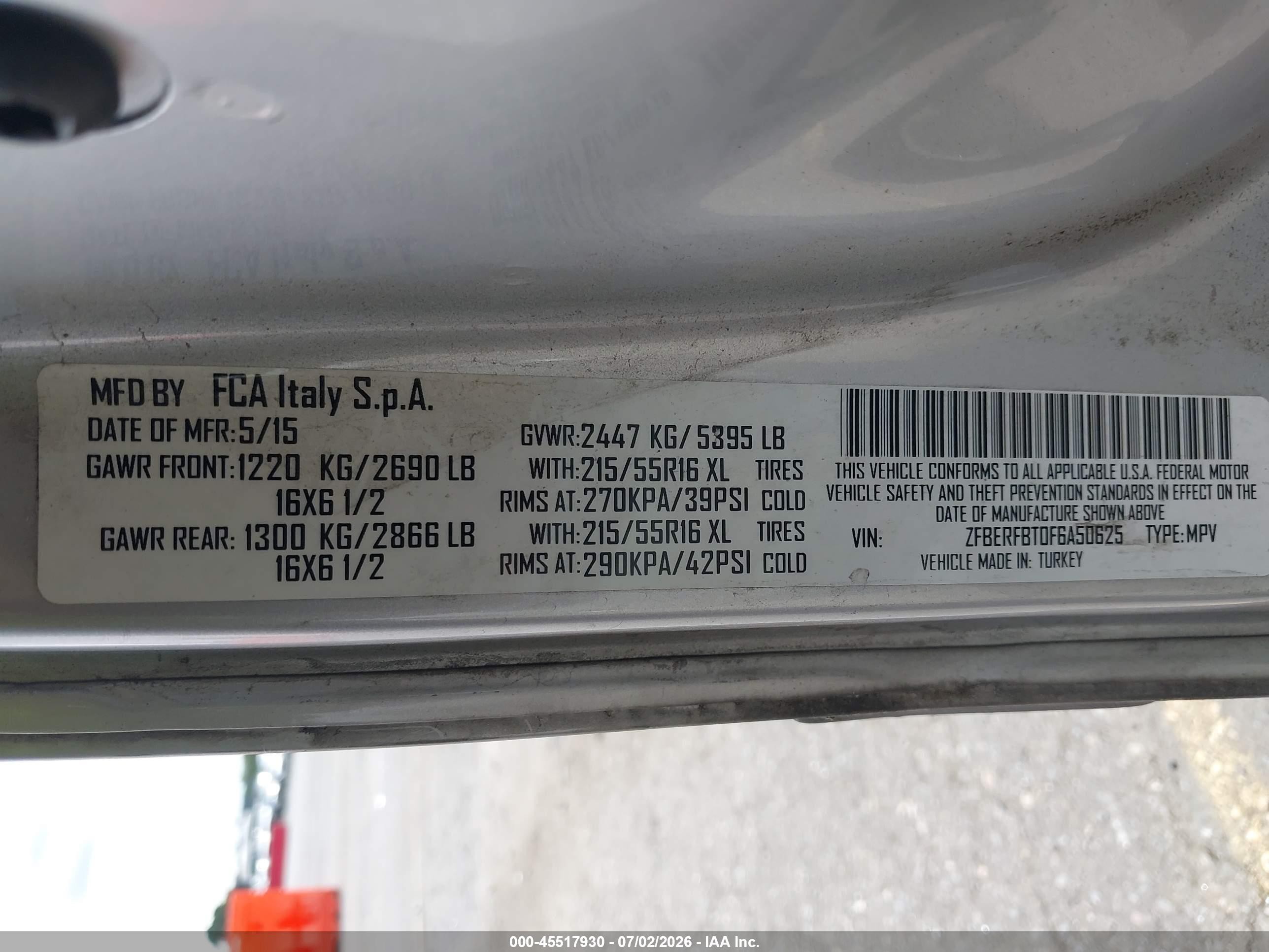 2015 Ram Promaster City Tradesman Slt Silver vin: ZFBERFBT0F6A50625