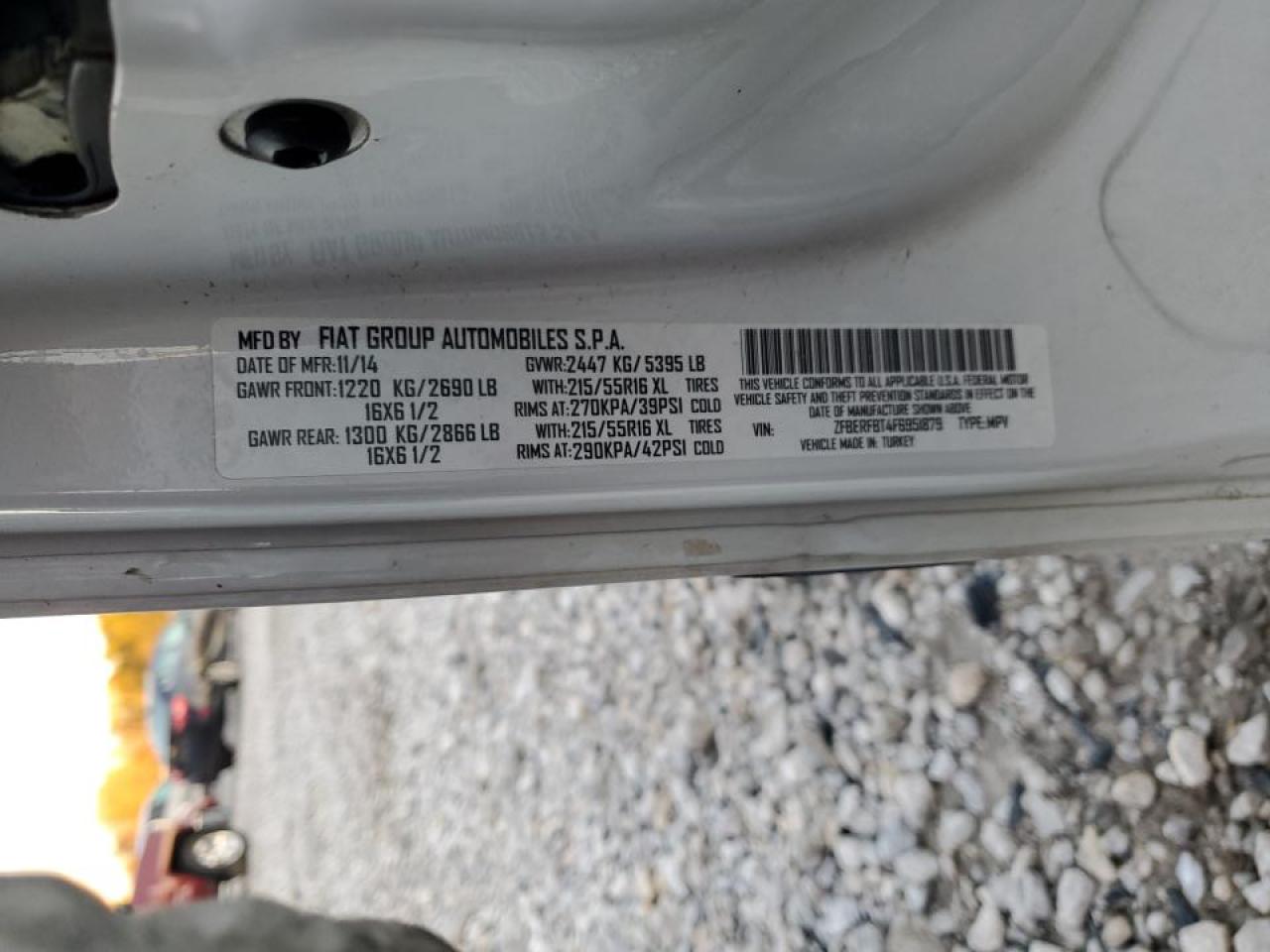 2015 Ram Promaster City Slt White vin: ZFBERFBT4F6951879