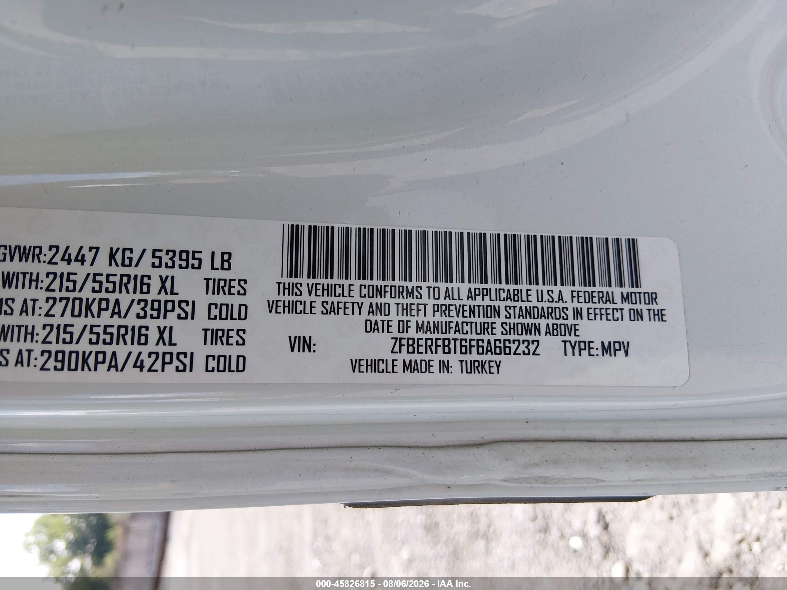 2015 Ram Promaster City Tradesman Slt White vin: ZFBERFBT6F6A66232
