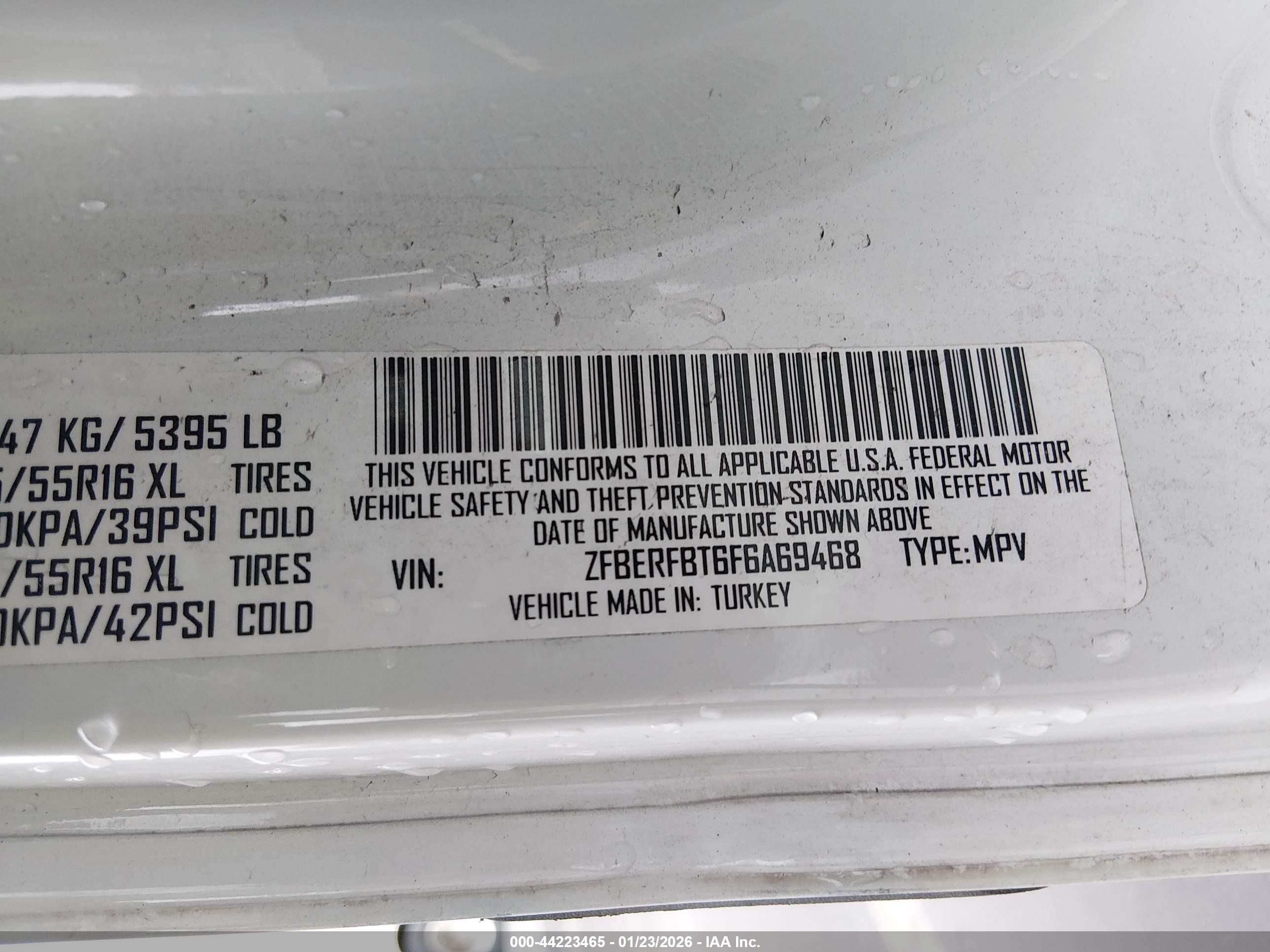 2015 Ram Promaster City Tradesman Slt White vin: ZFBERFBT6F6A69468