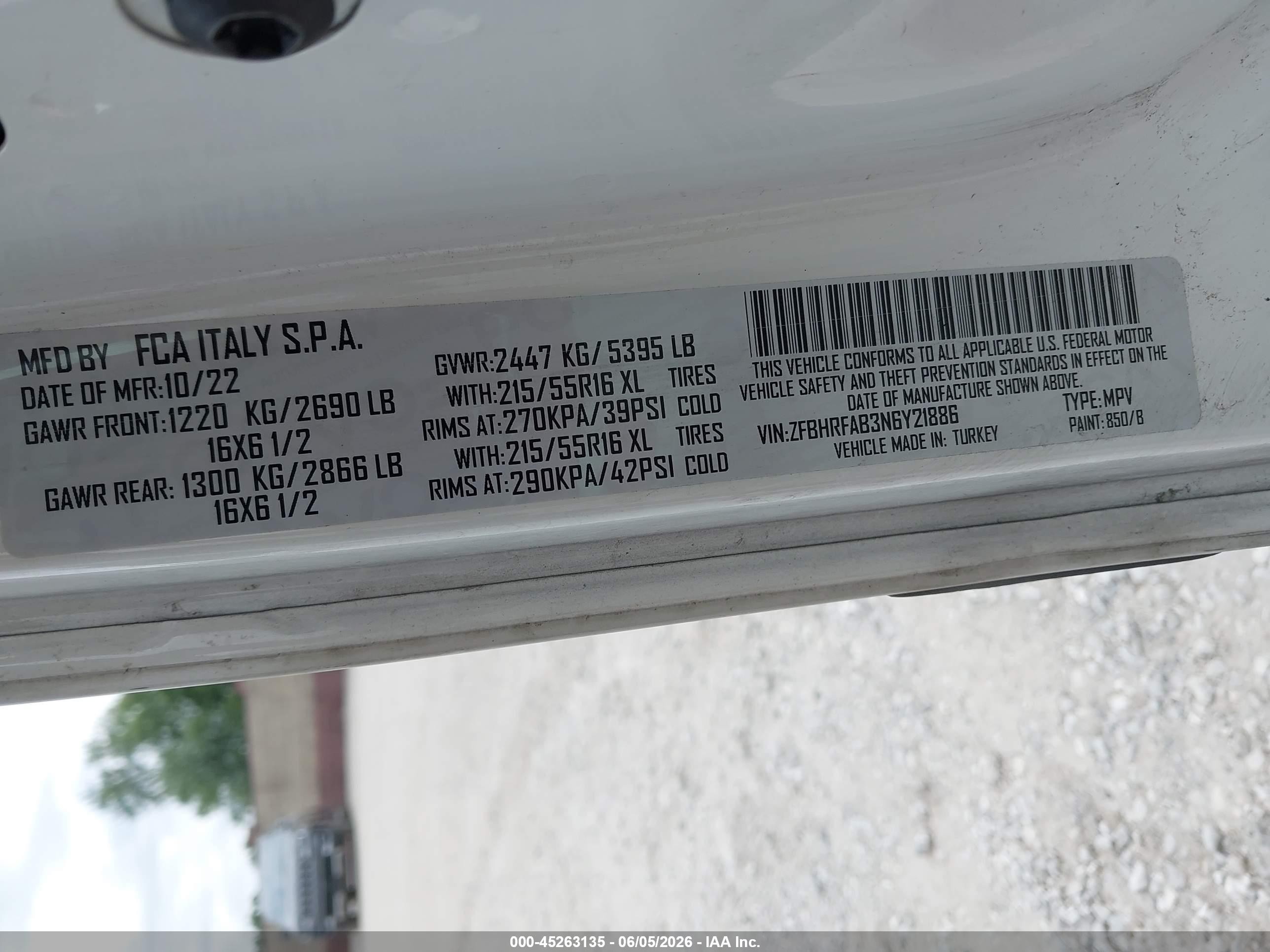 2022 Ram Promaster City Cargo Van White vin: ZFBHRFAB3N6Y21886