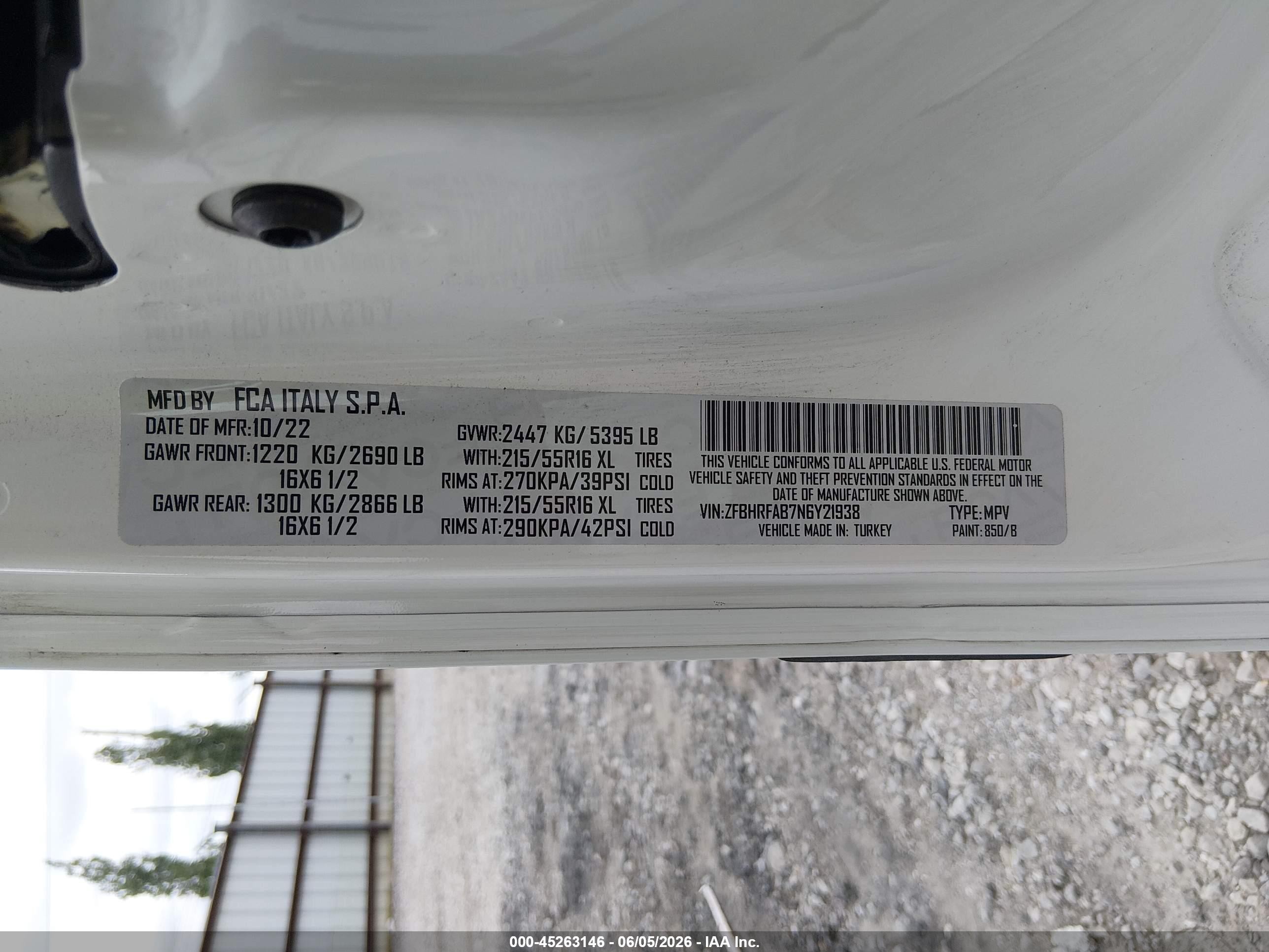 2022 Ram Promaster City Cargo Van White vin: ZFBHRFAB7N6Y21938