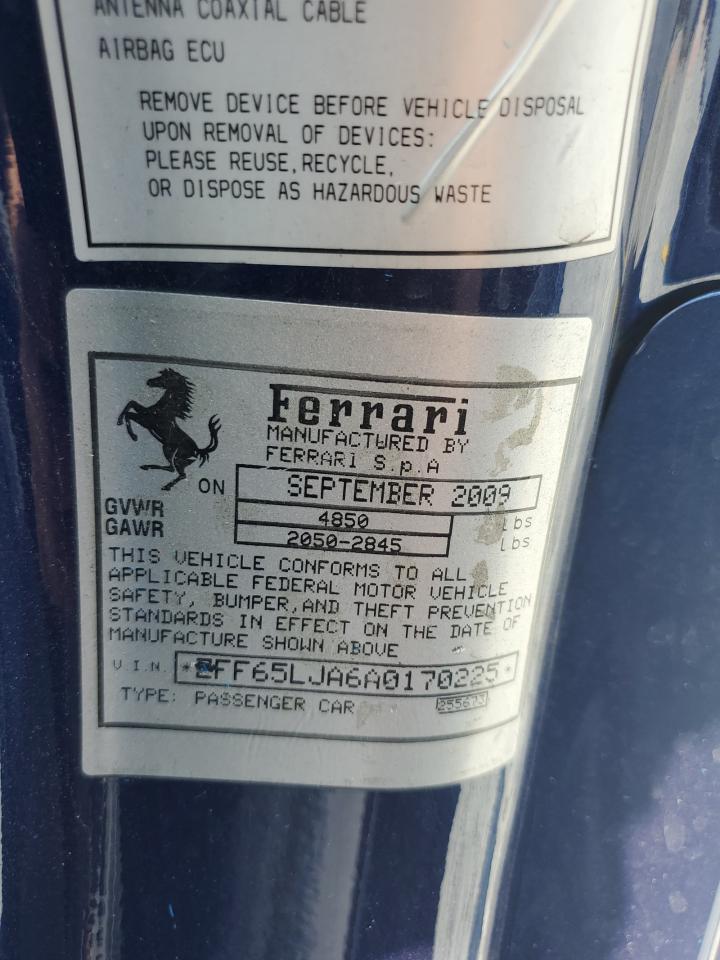 2010 Ferrari California Blue vin: ZFF65LJA6A0170225