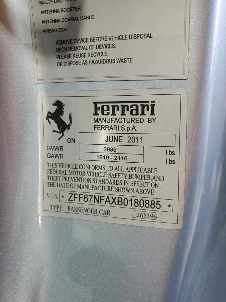 2011 Ferrari 458 Italia  Blue vin: ZFF67NFAXB0180885