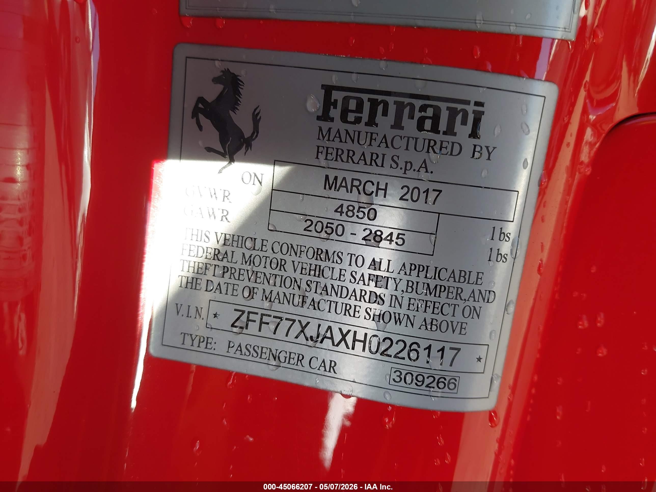 2017 Ferrari California T Red vin: ZFF77XJAXH0226117