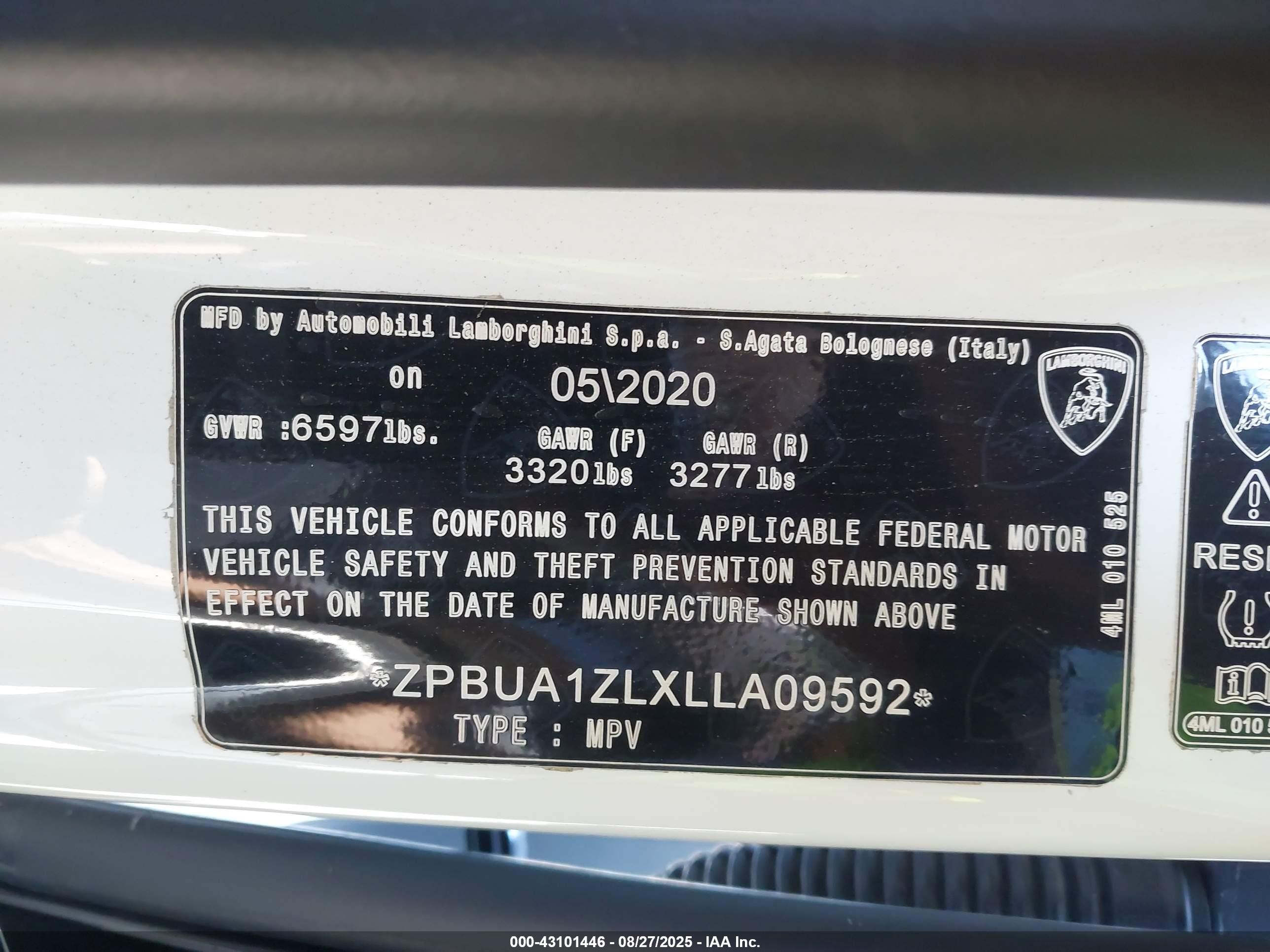 2020 Lamborghini Urus   Black vin: ZPBUA1ZLXLLA09592